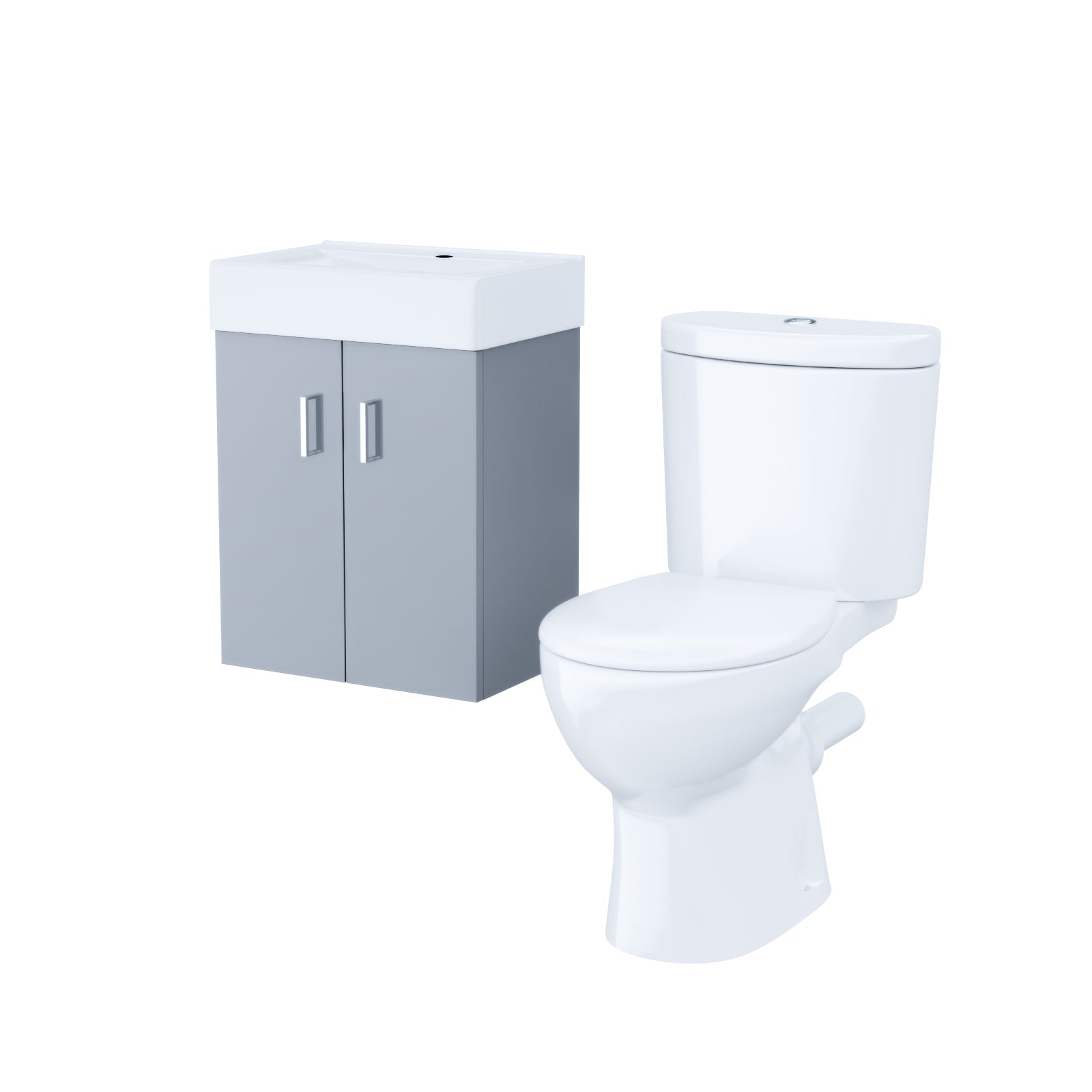 Nanuya 450mm Basin Vanity Unit Wall Hung Steel Grey & Close Coupled Toilet