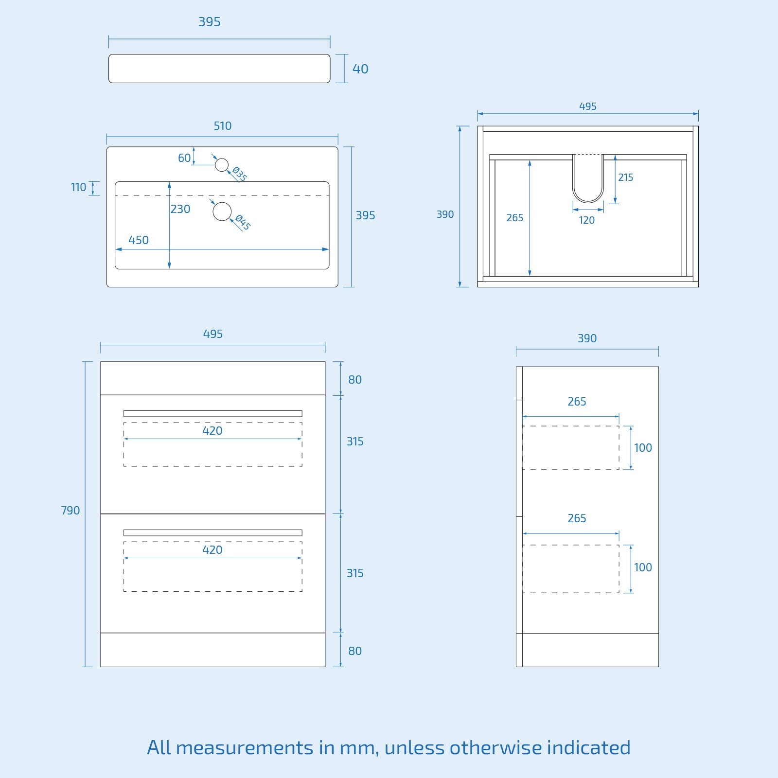 Nanuya 1010mm Anthracite Drawers Basin Cabinet, WC Unit & Rimless Back To Wall Toilet