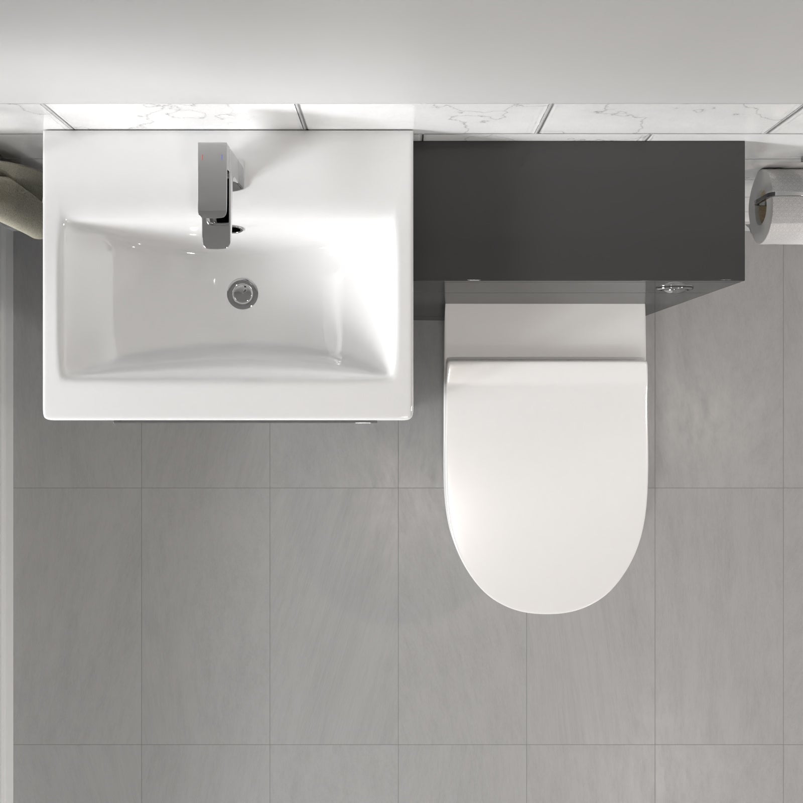 Nanuya 1000mm Anthracite Basin Vanity Cabinet With WC Unit & Back To Wall Toilet