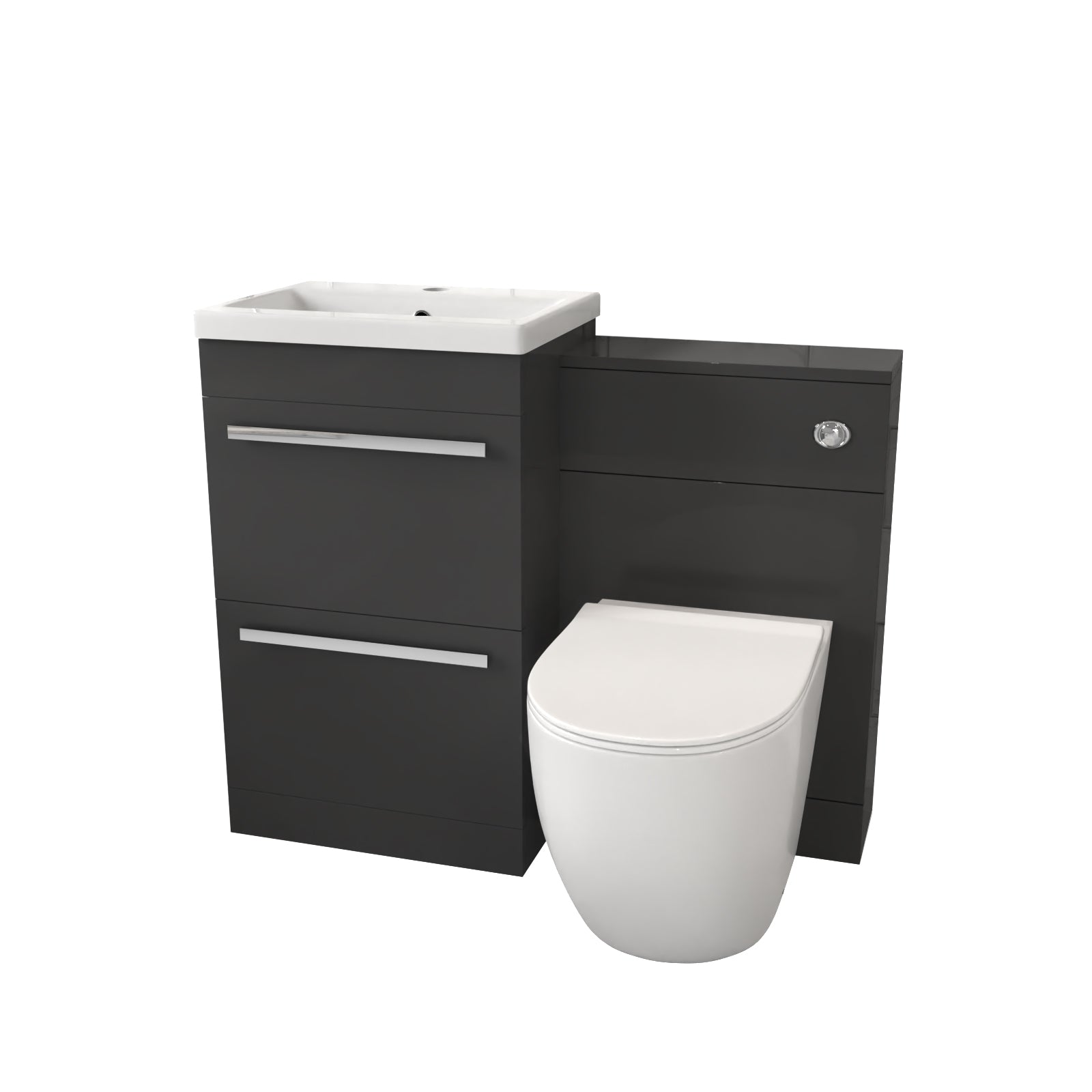 Nanuya 1000mm Anthracite Basin Vanity Cabinet With WC Unit & Back To Wall Toilet