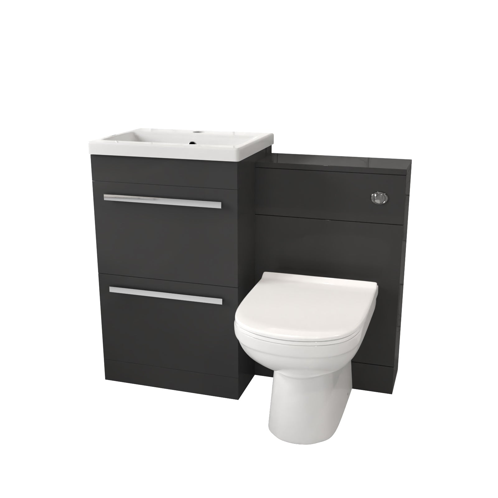 Nanuya 1000mm Anthracite Basin Vanity Cabinet With WC Unit & Soft Close Toilet