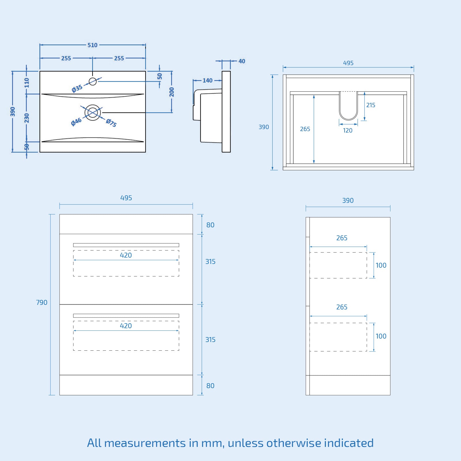 Nanuya 500mm White Basin Vanity With WC Unit & Rimless Soft Close Toilet