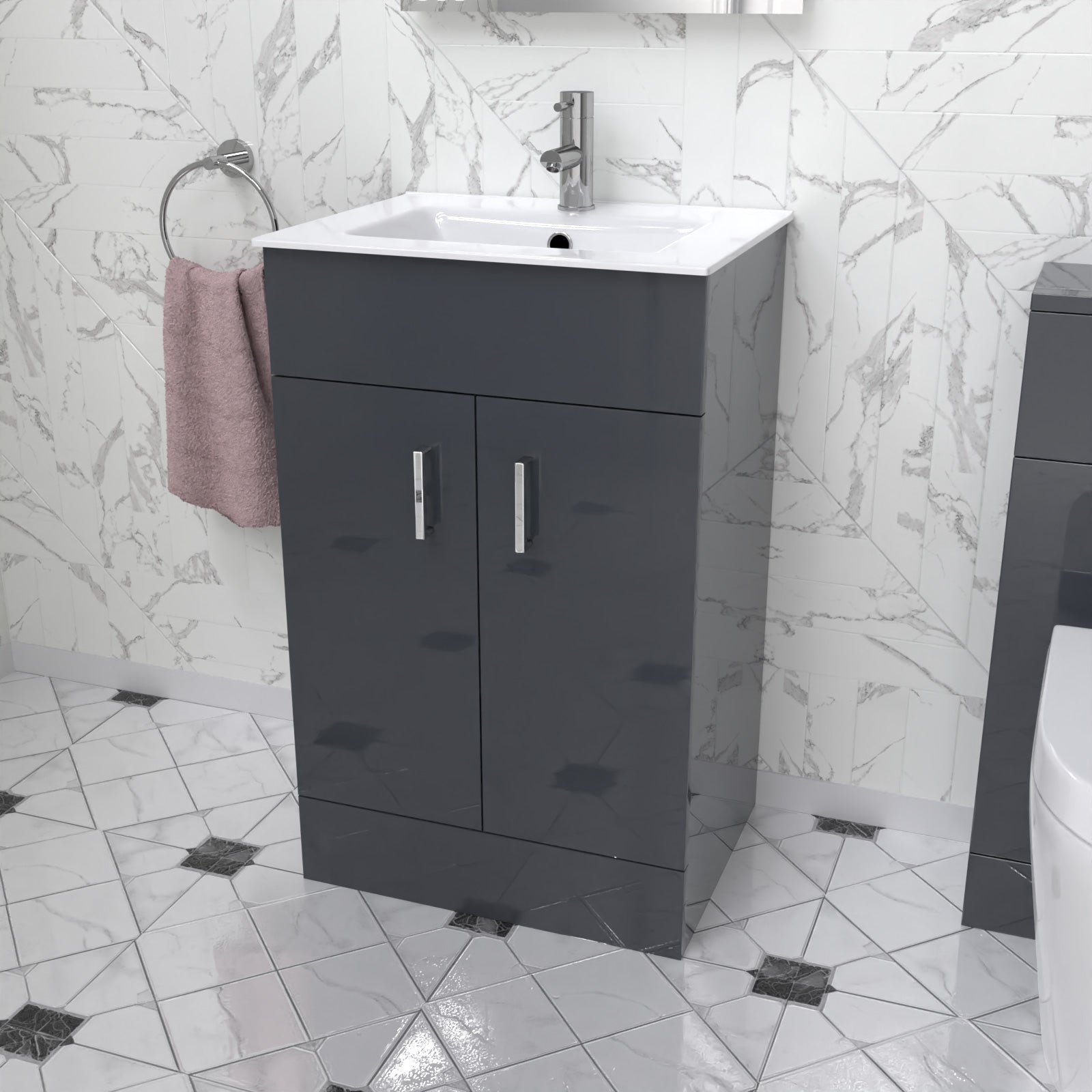 Nanuya 500 mm Anthracite Ultra Slim Basin Vanity Unit