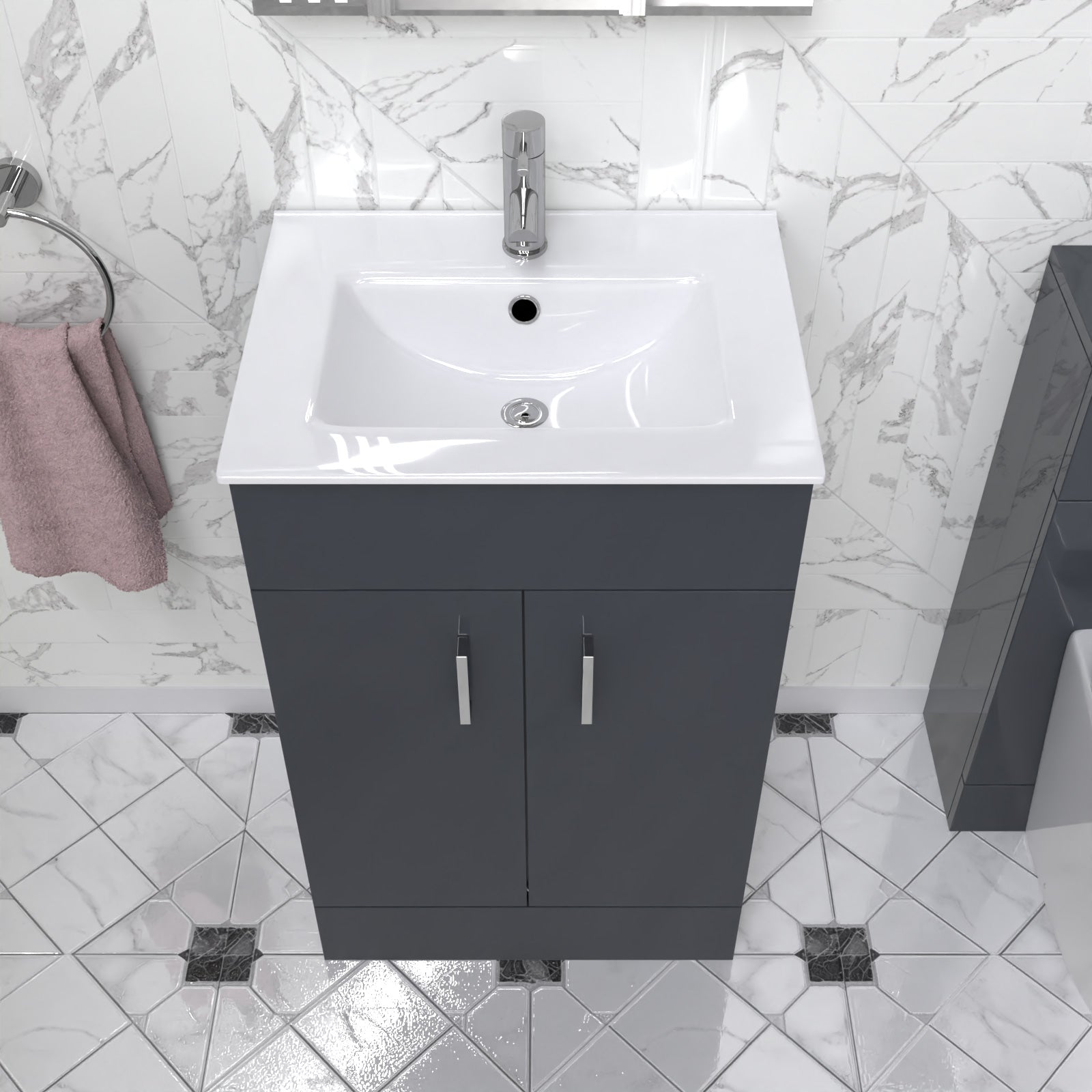 Nanuya 500 mm Anthracite Ultra Slim Basin Vanity Unit