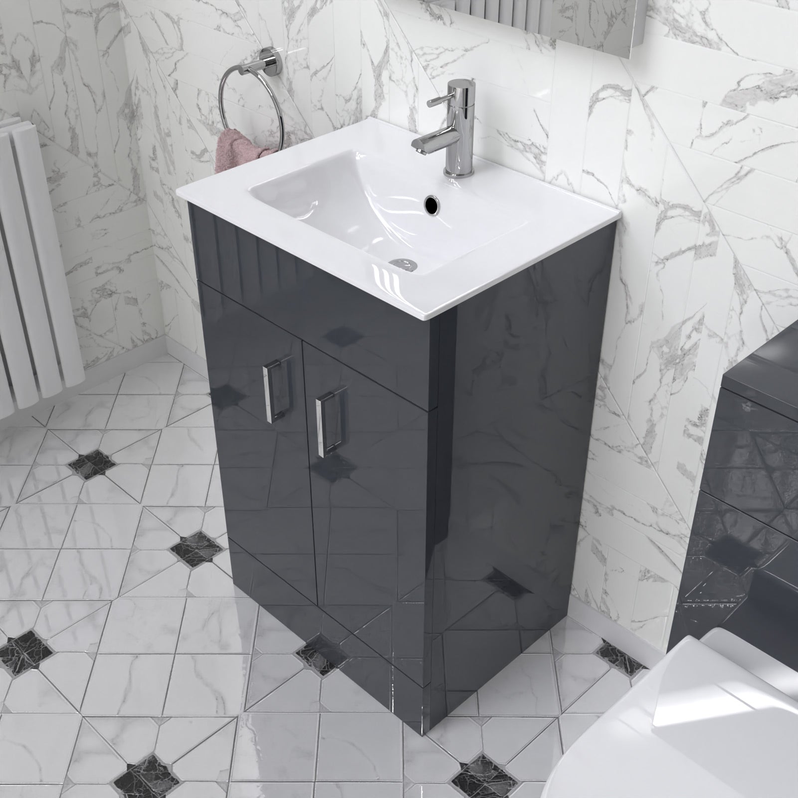 Nanuya 500 mm Anthracite Ultra Slim Basin Vanity Unit