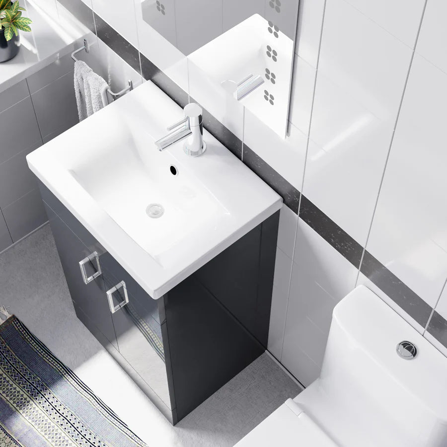Nanuya 500mm Dark Grey Basin Vanity & Square White Close Coupled Toilet