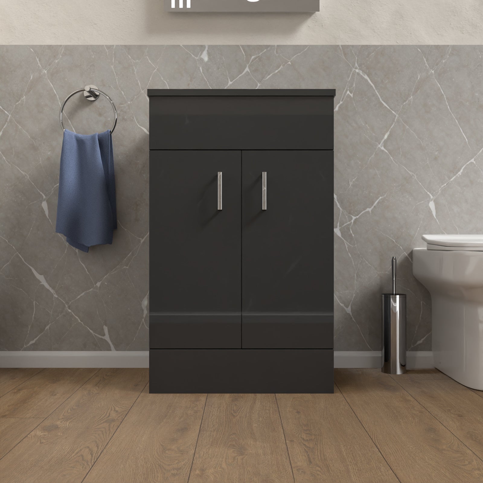 Nanuya 500mm Anthracite Vanity Unit Cabinet With Worktop