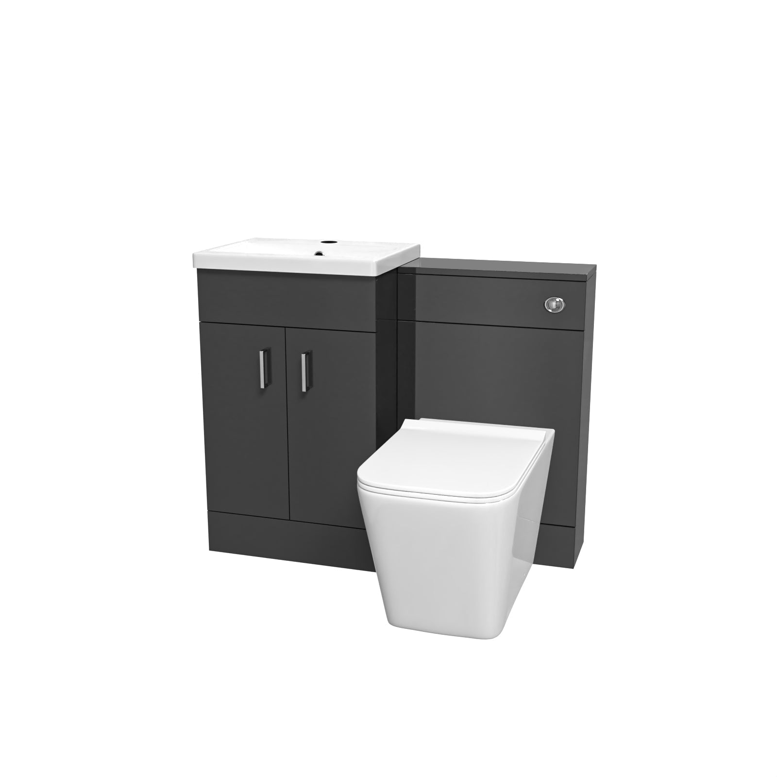 Nanuya Dark Grey 500mm Freestanding Vanity WC Unit & Rimless BTW Toilet Flat Pack