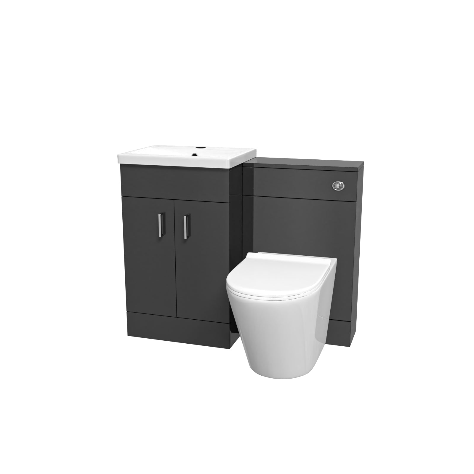 Nanuya Dark Grey 1000mm Vanity Basin WC Vanity Unit & BTW Toilet Flat Pack