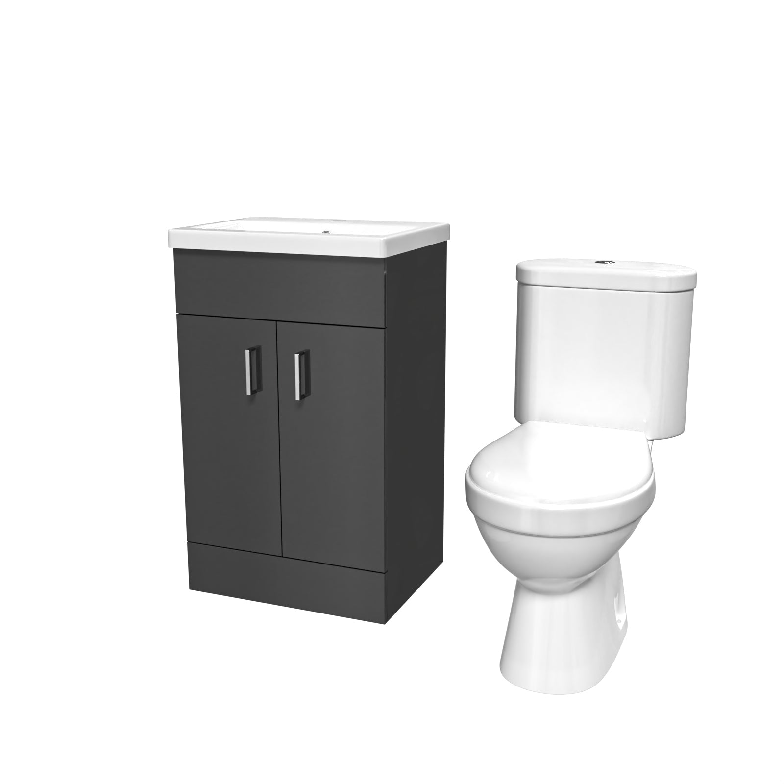 Nanuya Dark Grey 500 mm Flat Pack Basin Vanity Unit & Toilet