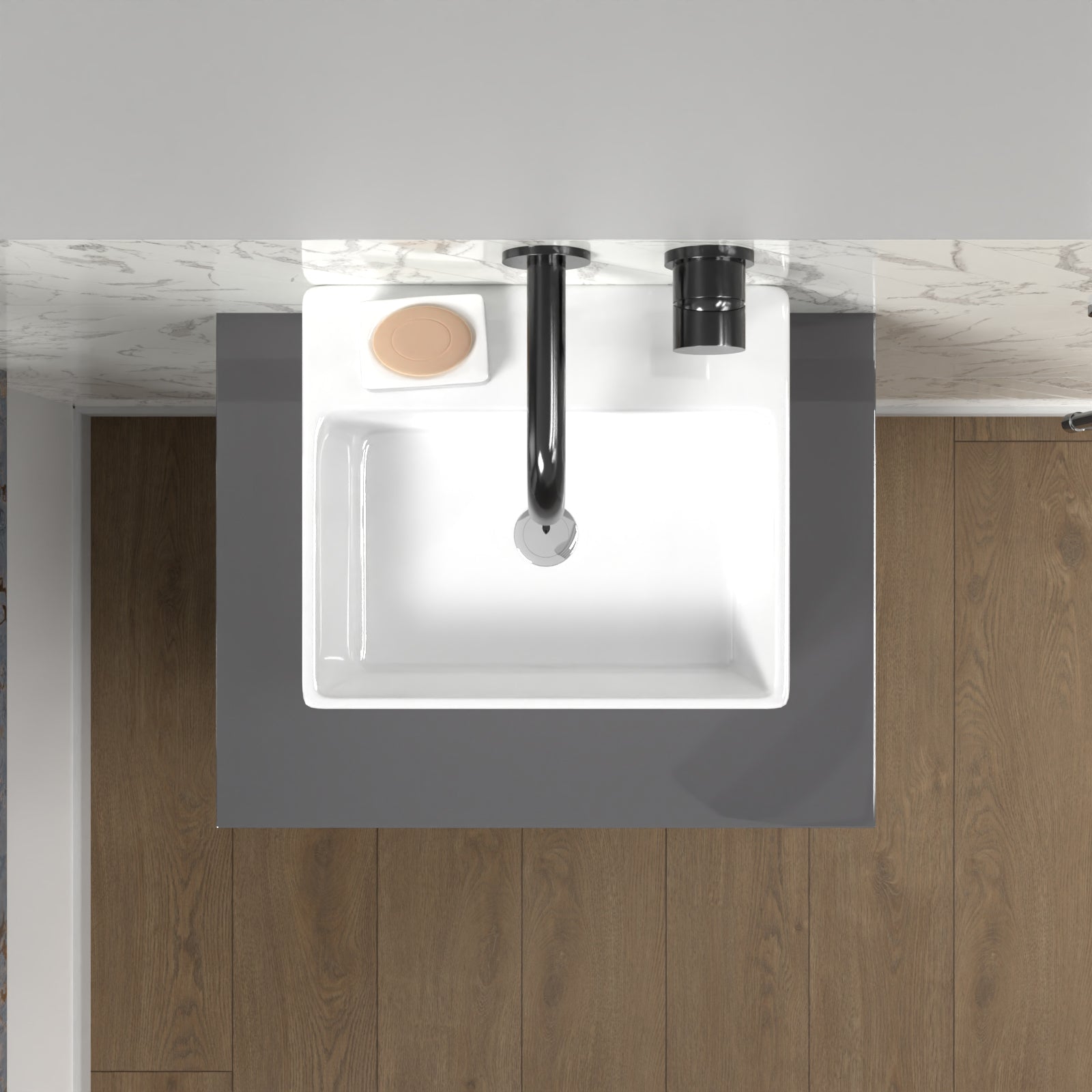 Nanuya 500mm Anthracite Vanity Unit With Countertop & Rectangle Basin