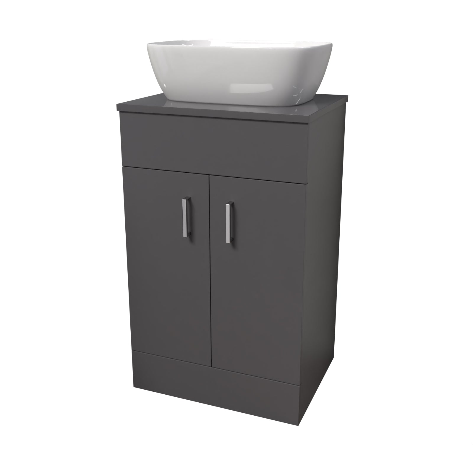 Nanuya 500mm Anthracite Vanity Unit With Countertop & Rounded Rectangle Basin