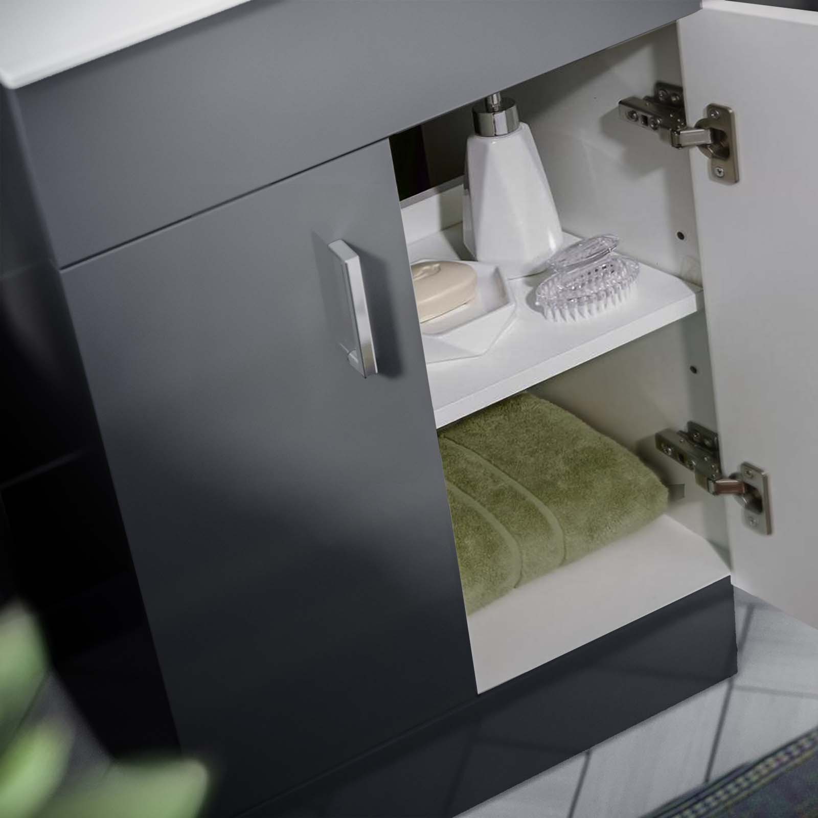 Nanuya Dark Grey 500mm Vanity Cabinet Basin Sink Unit Floor Standing