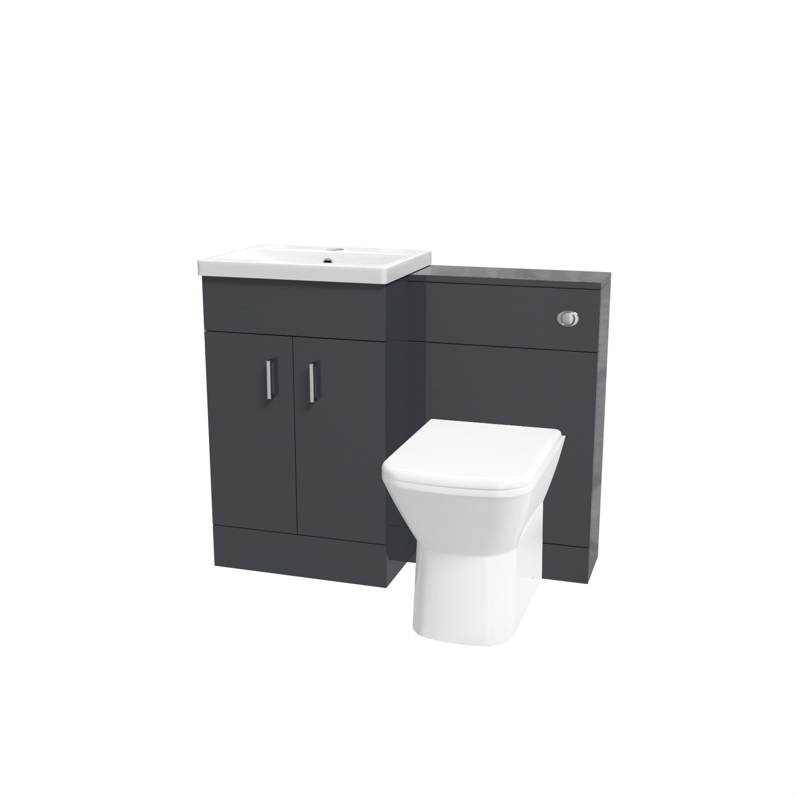 Nanuya 1010mm Dark Grey Vanity Basin Cabinet, WC Unit & Rimless Back To Wall Toilet