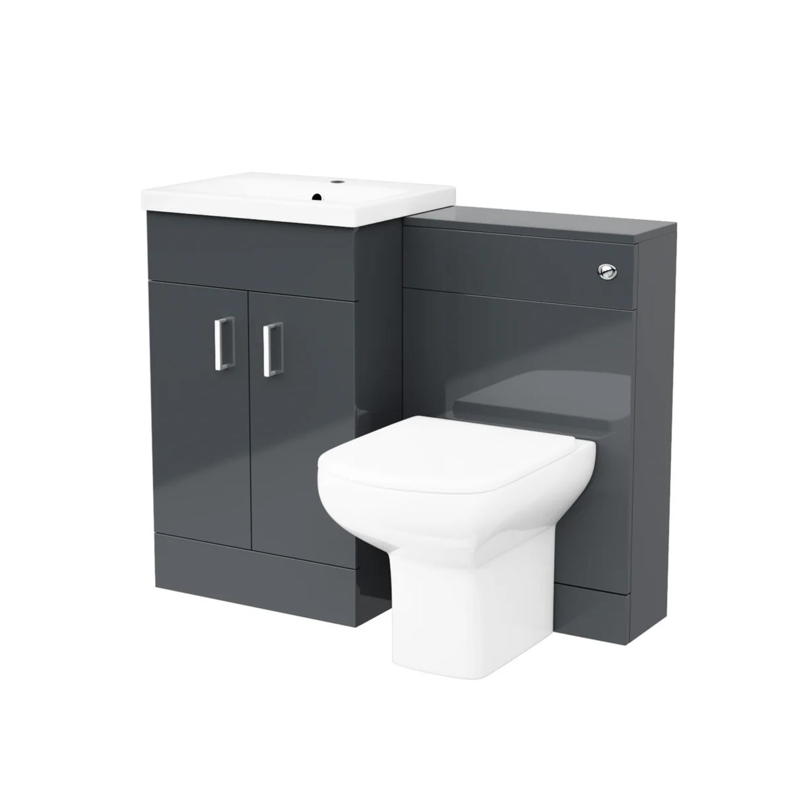 Nanuya 1000mm Dark Grey Freestanding Vanity, WC Unit & Rimless BTW Toilet