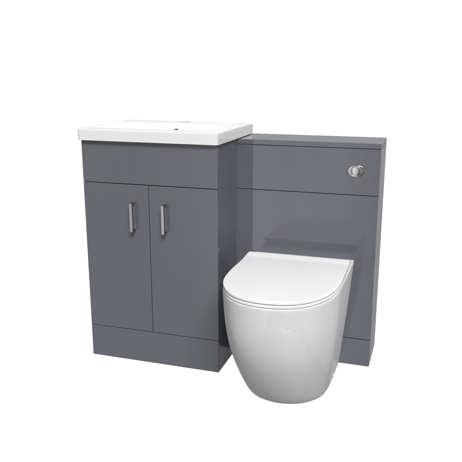 Nanuya 1000mm Freestanding Light Grey Basin Vanity & Back To Wall Toilet