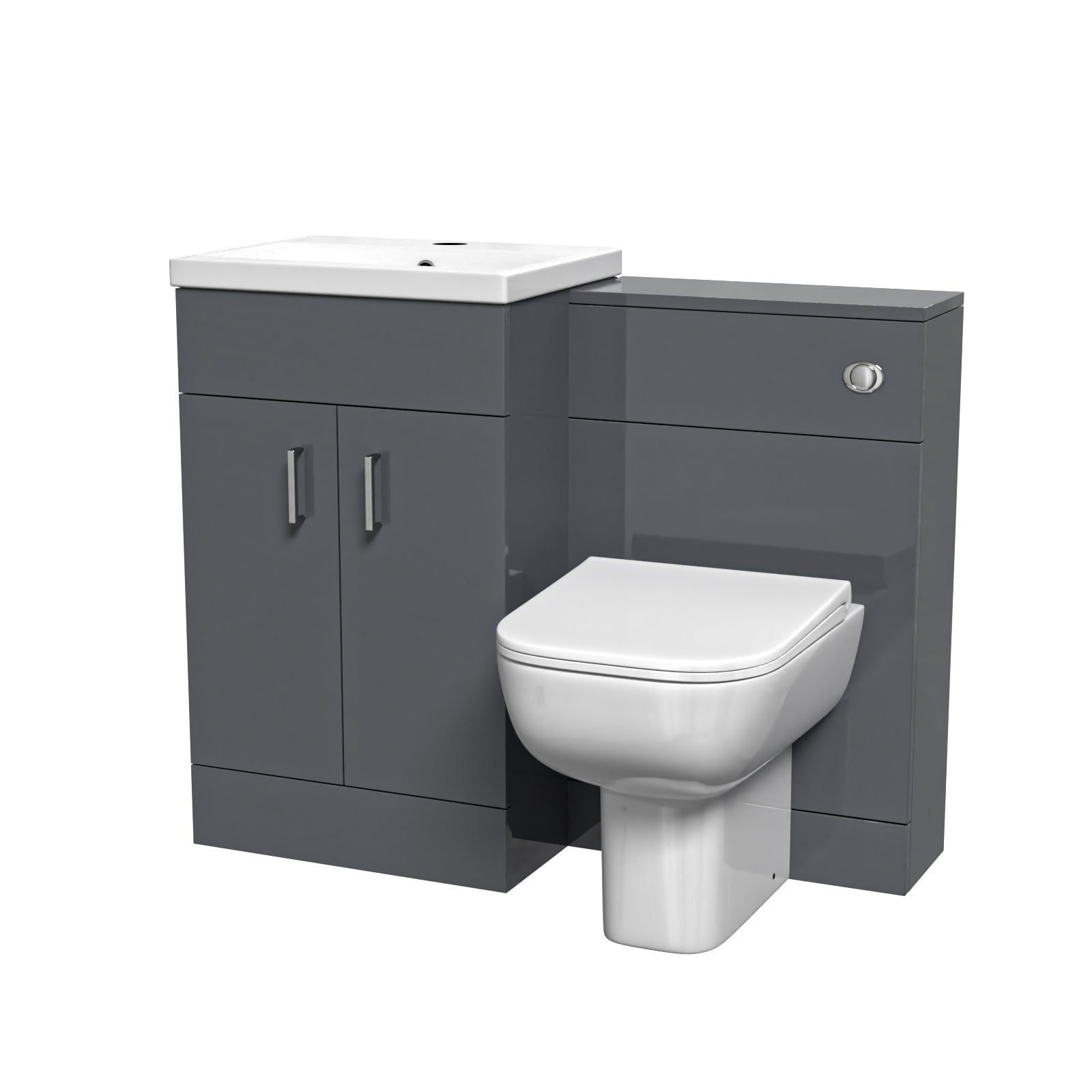 Nanuya 1000mm Grey Freestanding Basin Vanity Unit & Back To Wall Toilet