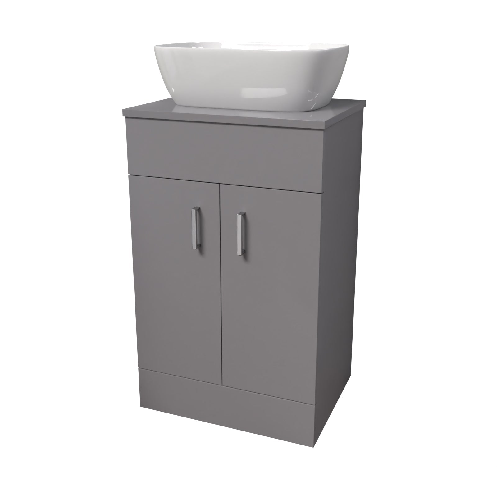 Nanuya 500mm Grey Vanity Unit With Countertop & Rounded Rectangle Basin