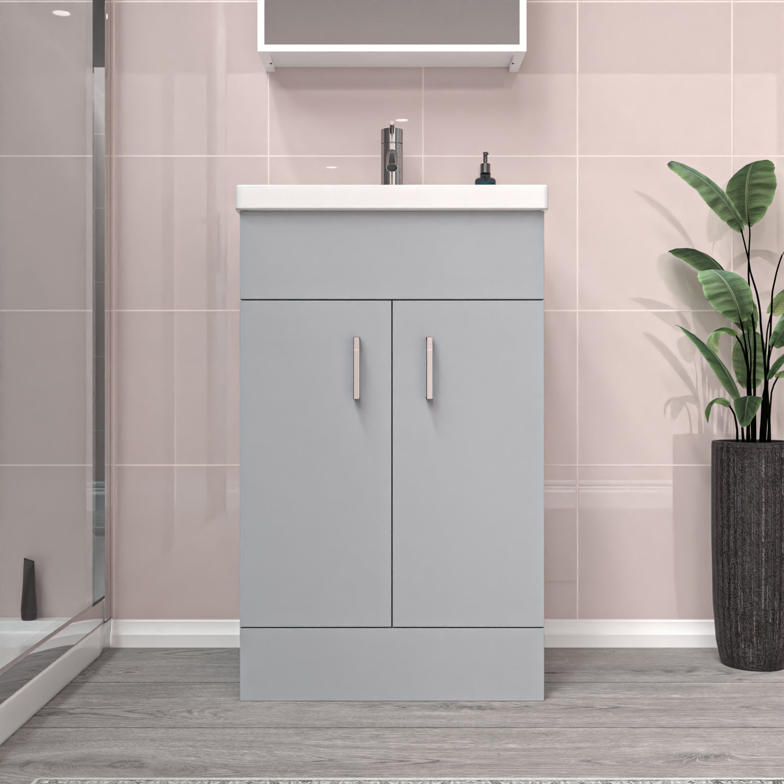 Nanuya Matte Grey 500mm Floor Standing Vanity Unit & White Basin