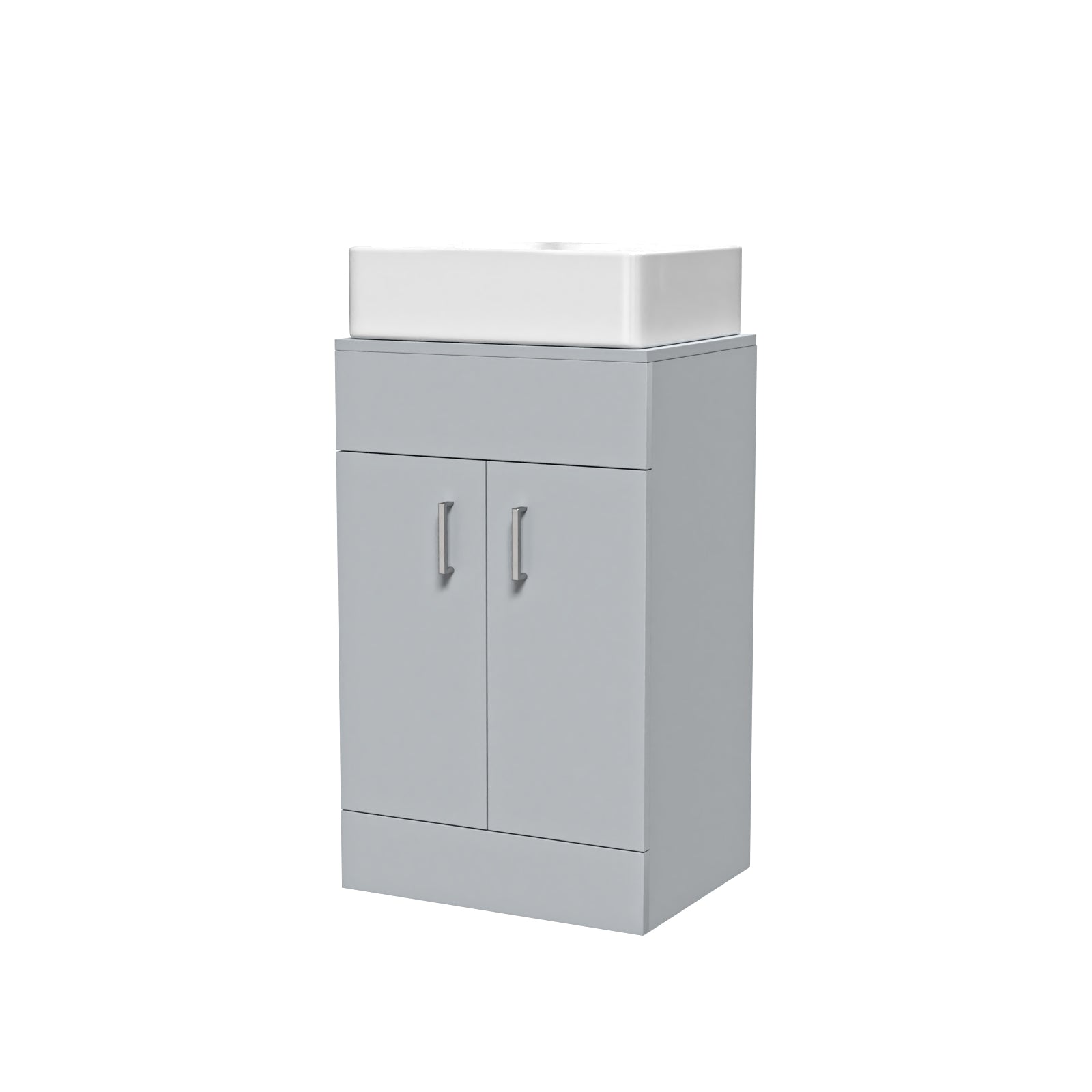 Nanuya 500mm Matte Grey Doors Vanity Unit, Worktop With Square Bowl Basin