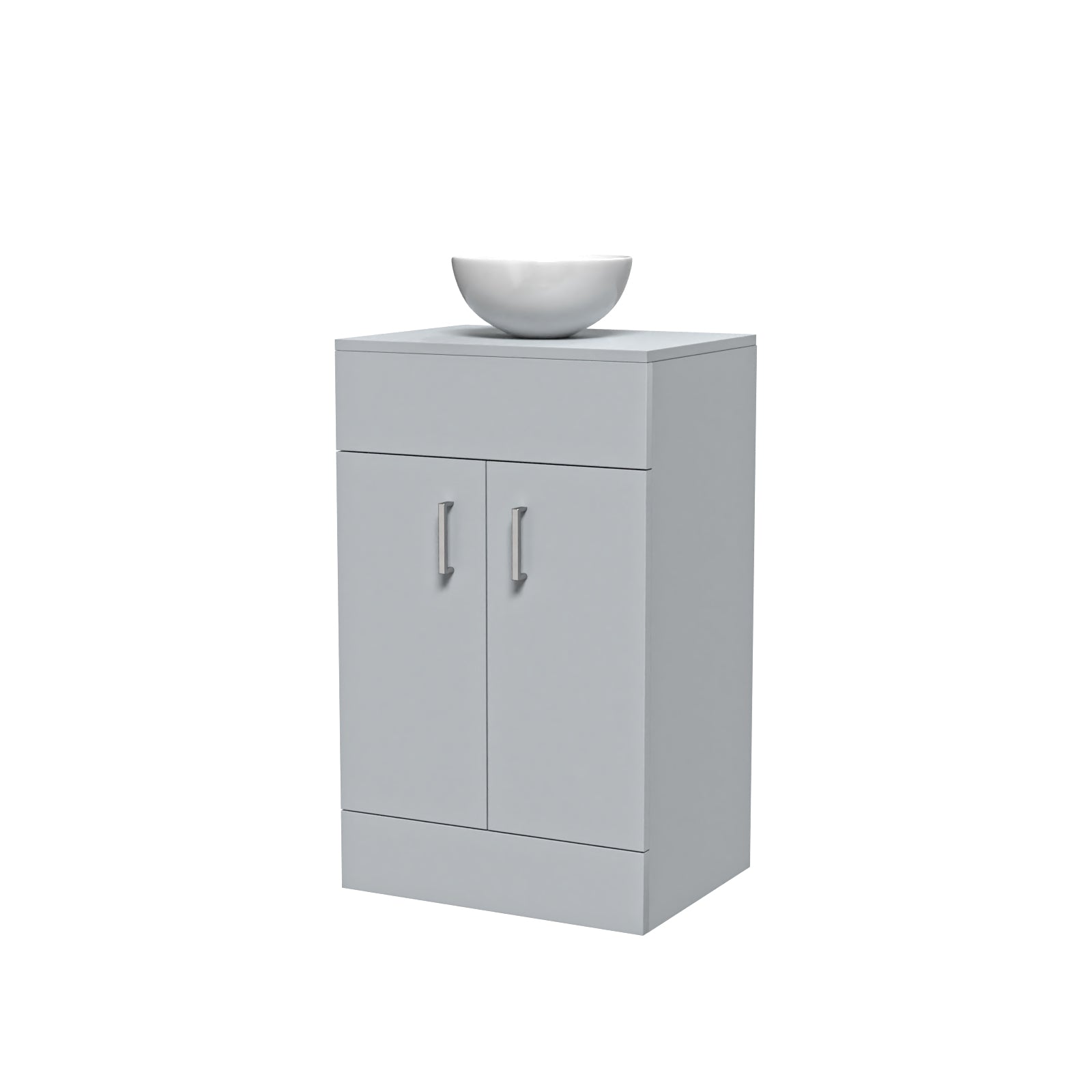 Nanuya Matte Grey 500mm Bathroom Doors Vanity Unit Round Ceramic Basin