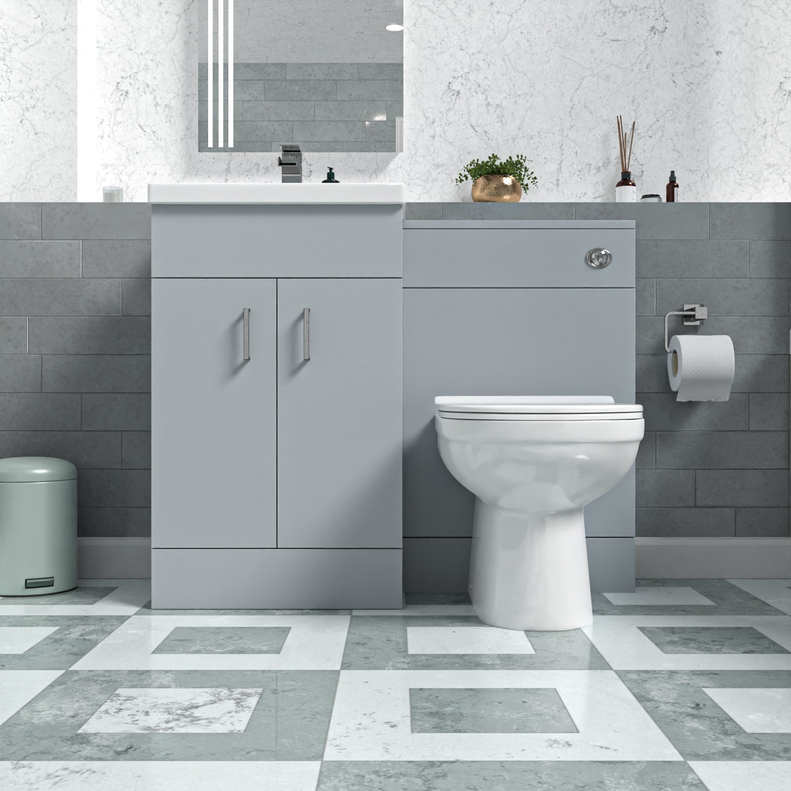 Nanuya Matte Grey 1000mm Basin Vanity & WC Unit & Back to Wall Toilet Flat Pack