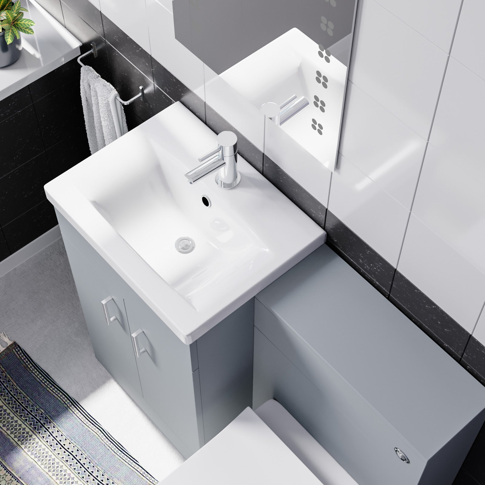 Nanuya Matte Grey 1000mm Freestanding Vanity WC Unit & Rimless Square BTW Toilet