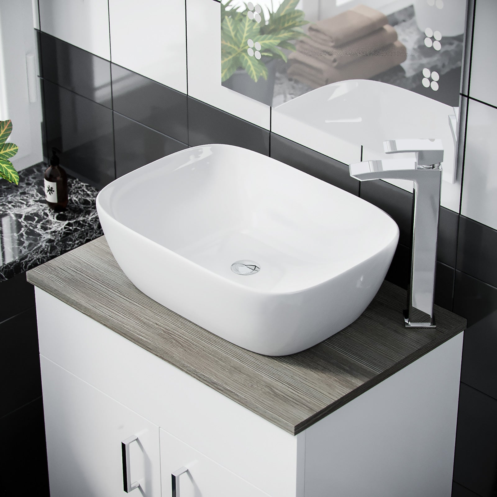Nanuya 600mm White Vanity Cabinet and Counter Top Basin Sink