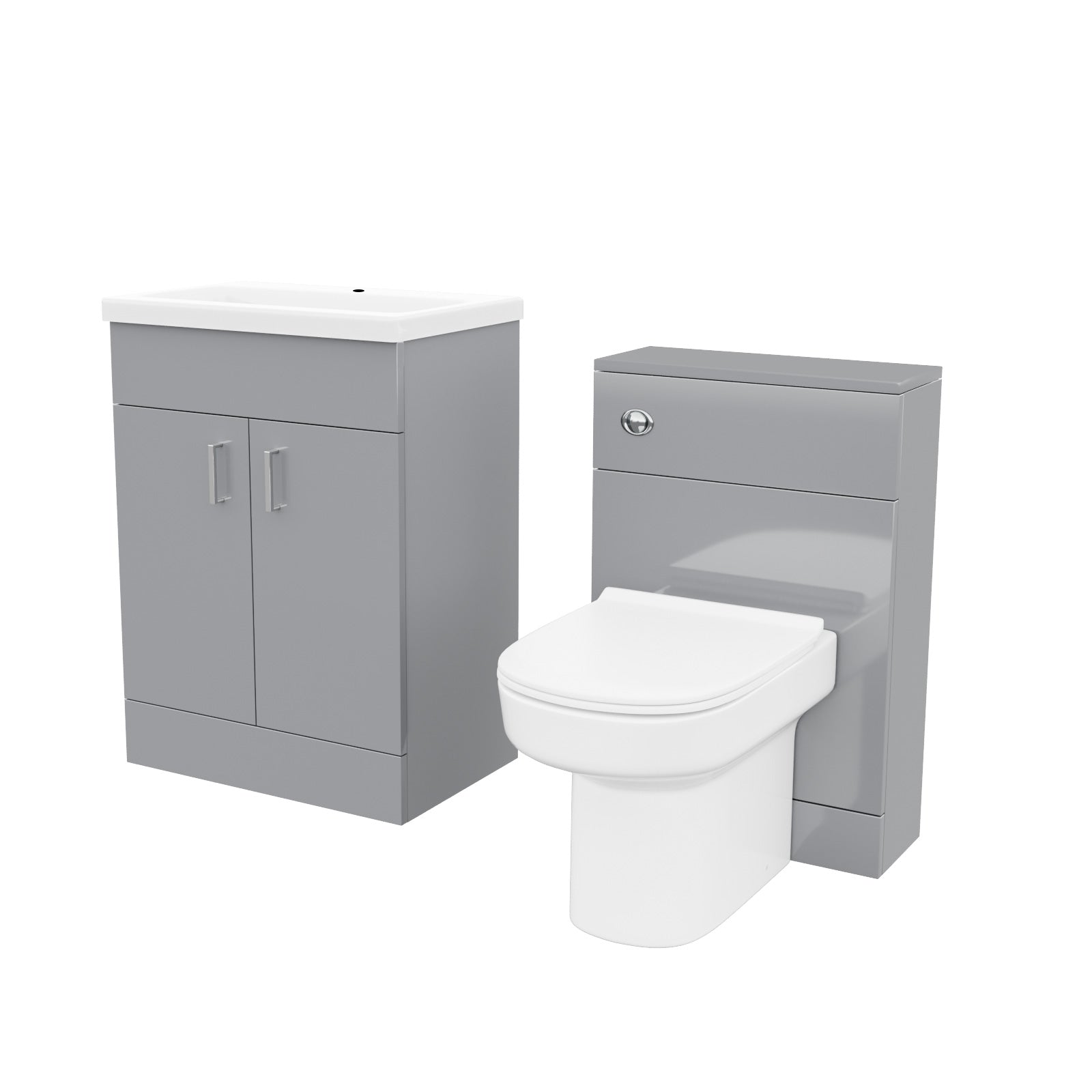 Nanuya 600mm Light Grey Freestanding Basin Vanity WC & BTW Toilet Flat Pack