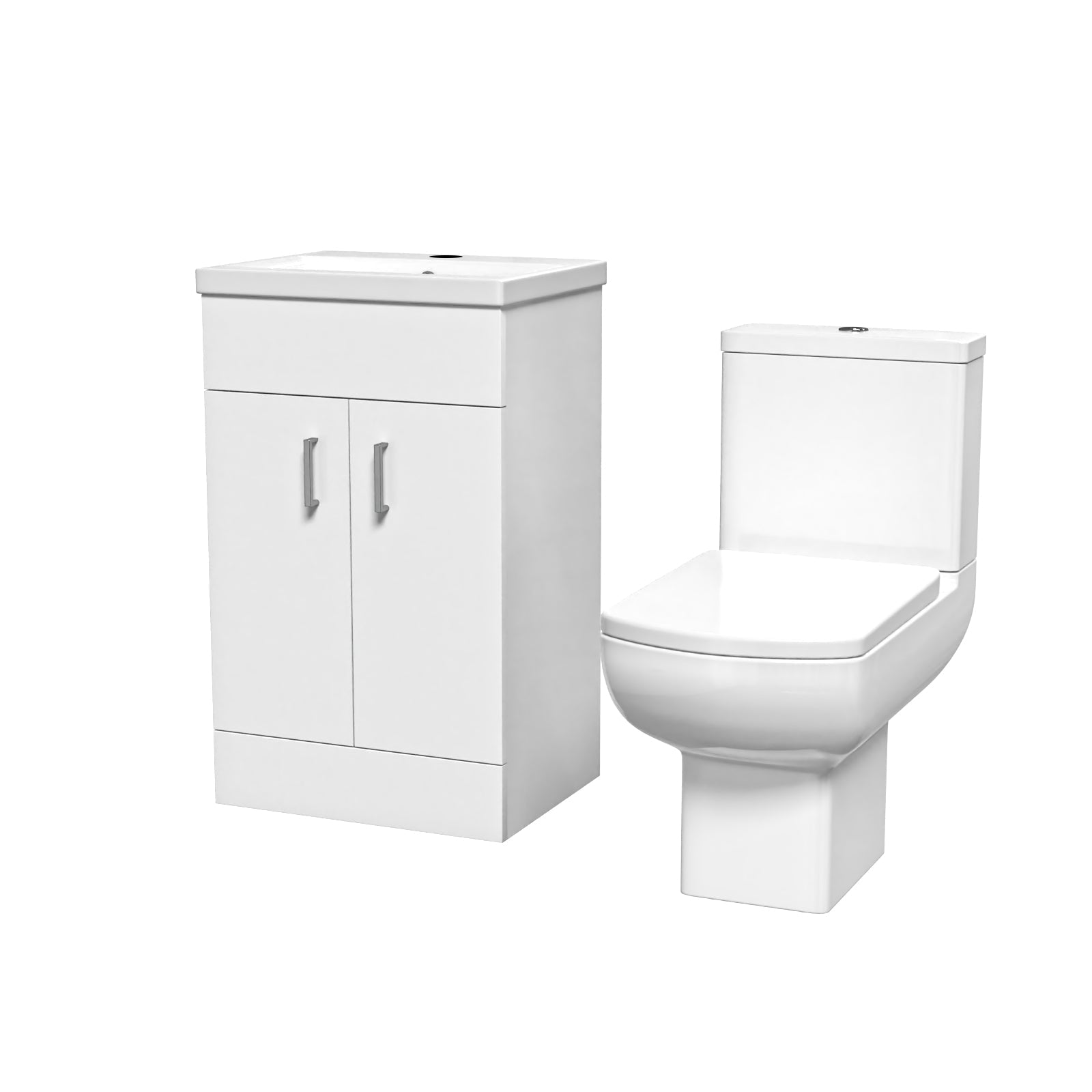 Nanuya 500mm White Basin Vanity & Square Rimless Close Coupled Toilet