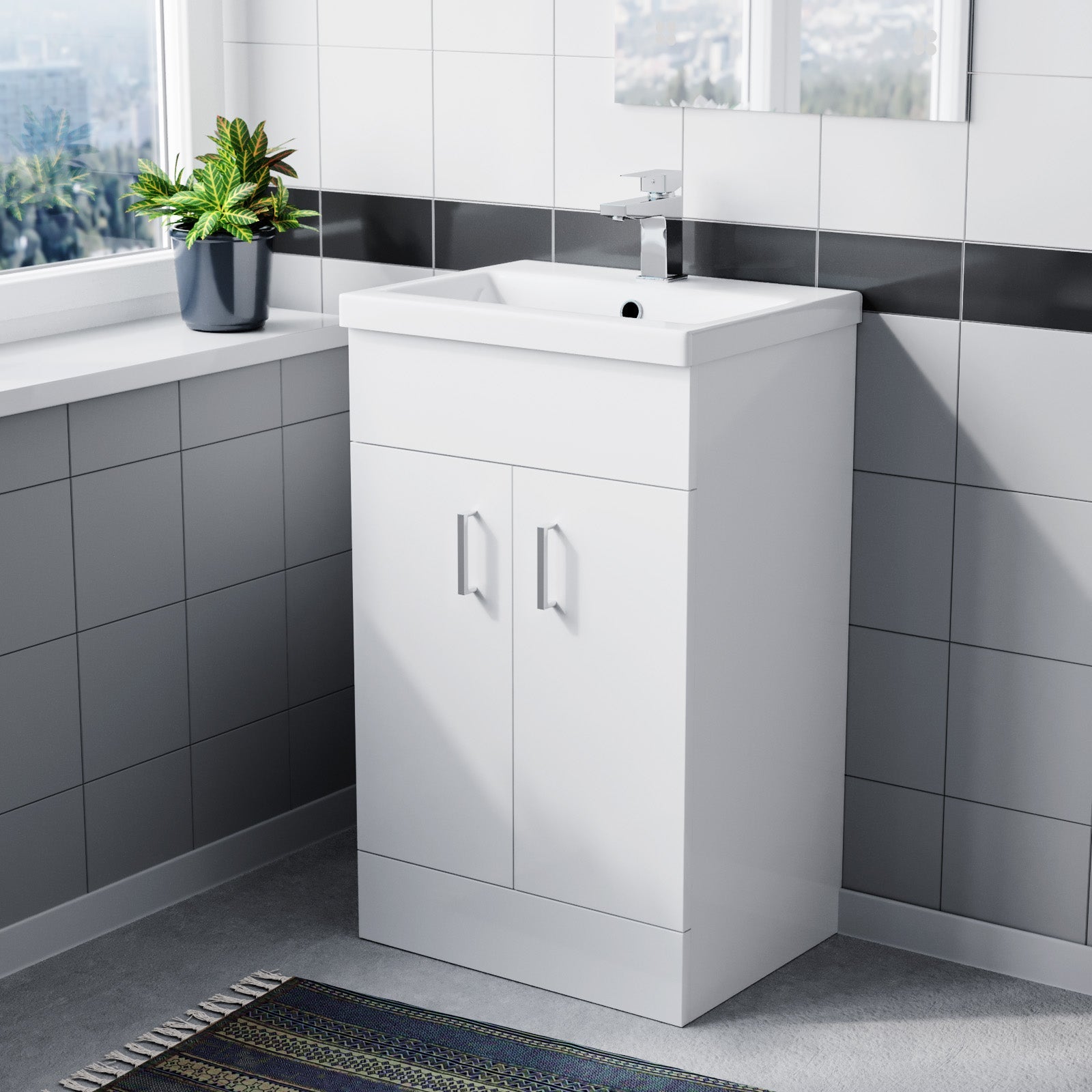 Nanuya 500mm Freestanding Basin Vanity Basin Sink and Deck Mounted Tap