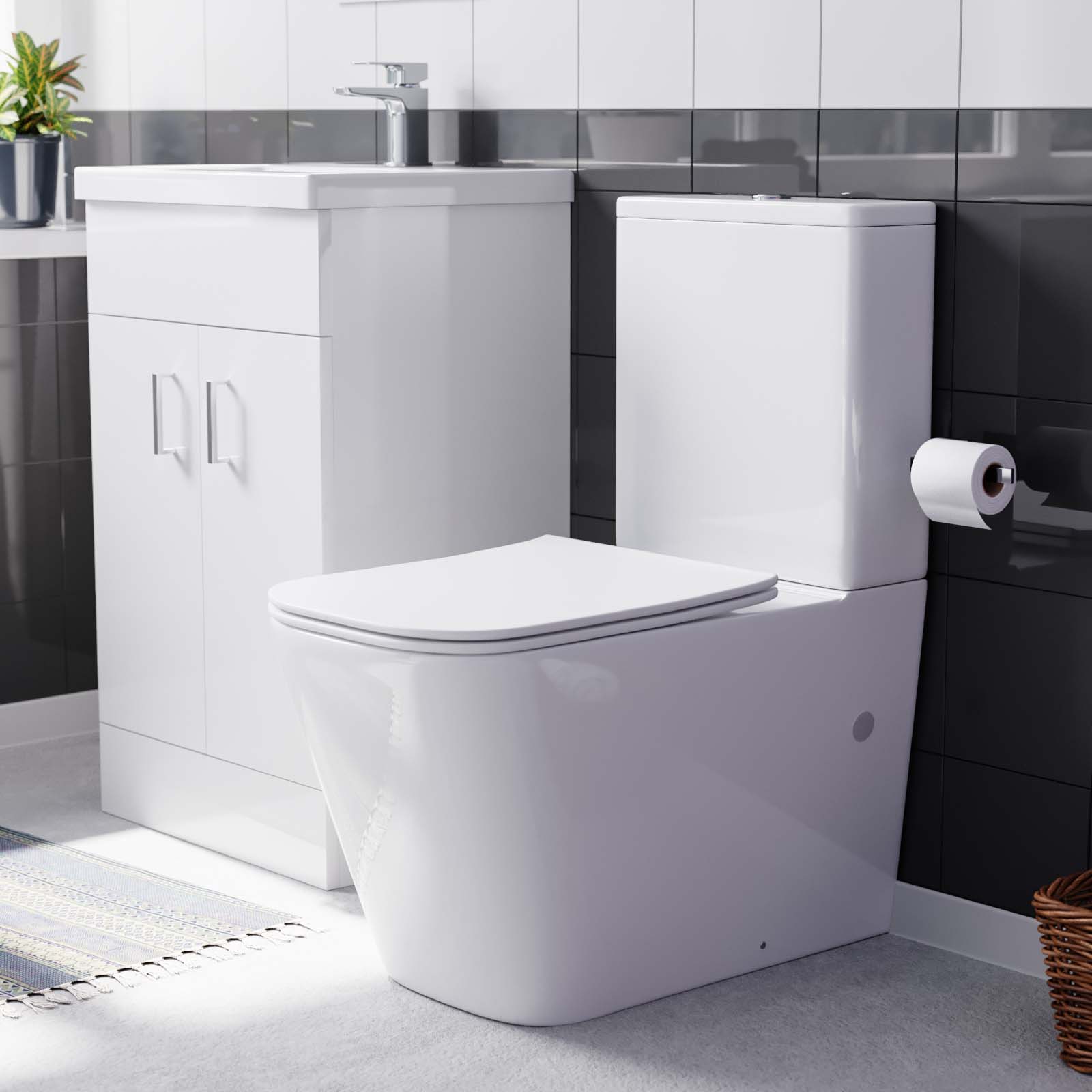 Nanuya 500mm Basin Vanity & Rimless Close Coupled Modern Toilet White