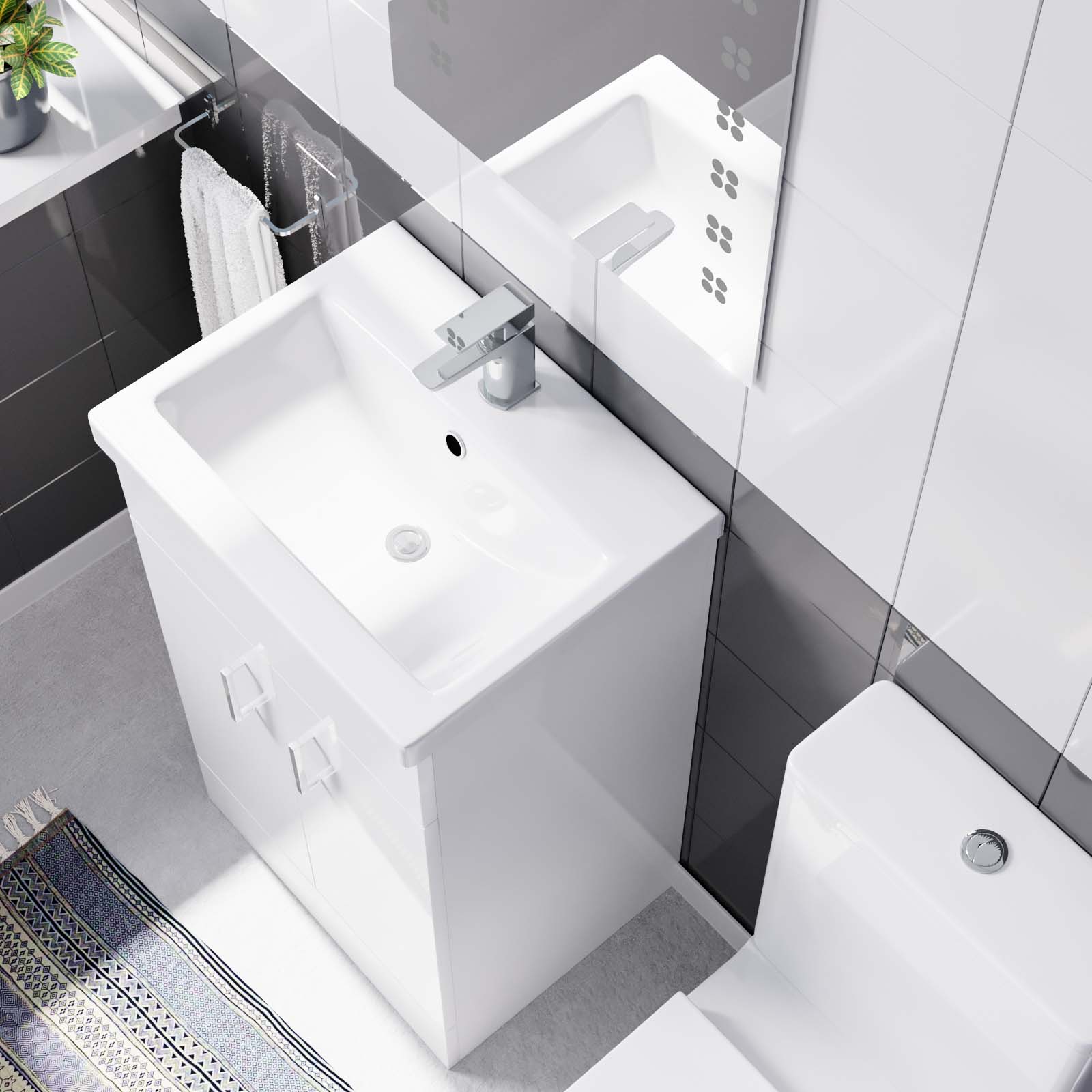 Nanuya 500mm Basin Vanity & Rimless Close Coupled Modern Toilet White