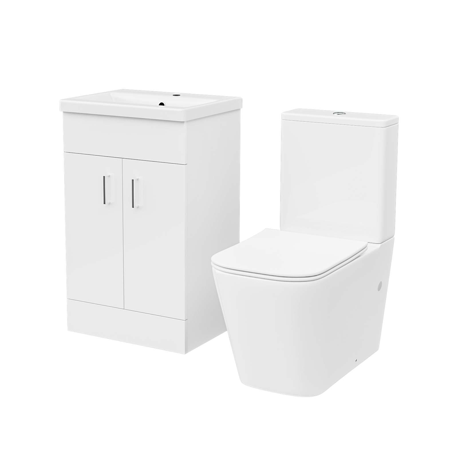 Nanuya 500mm Basin Vanity & Rimless Close Coupled Modern Toilet White