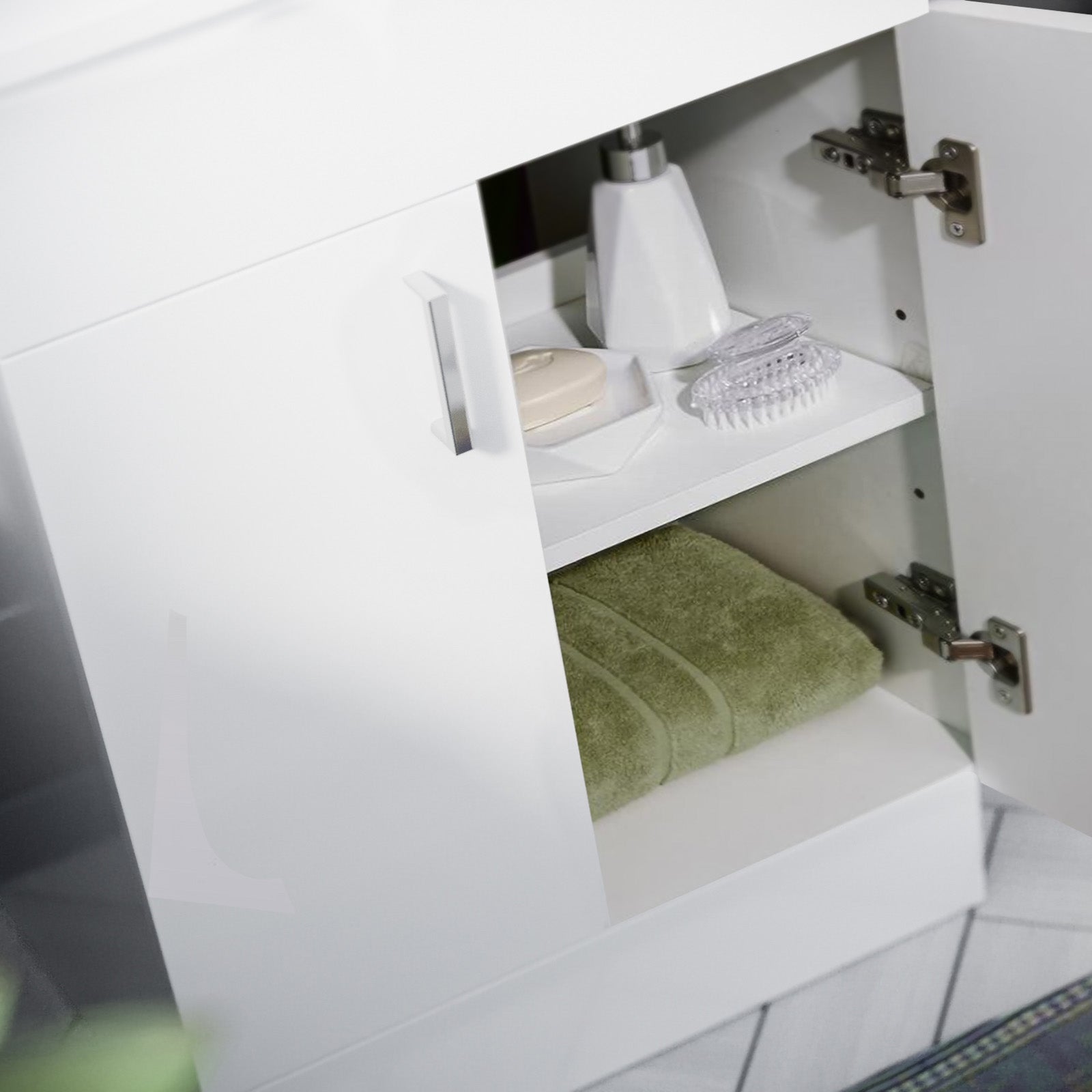 Nanuya 1700mm Bath, Close Coupled Toilet & 500mm Flat Pack Vanity Cabinet