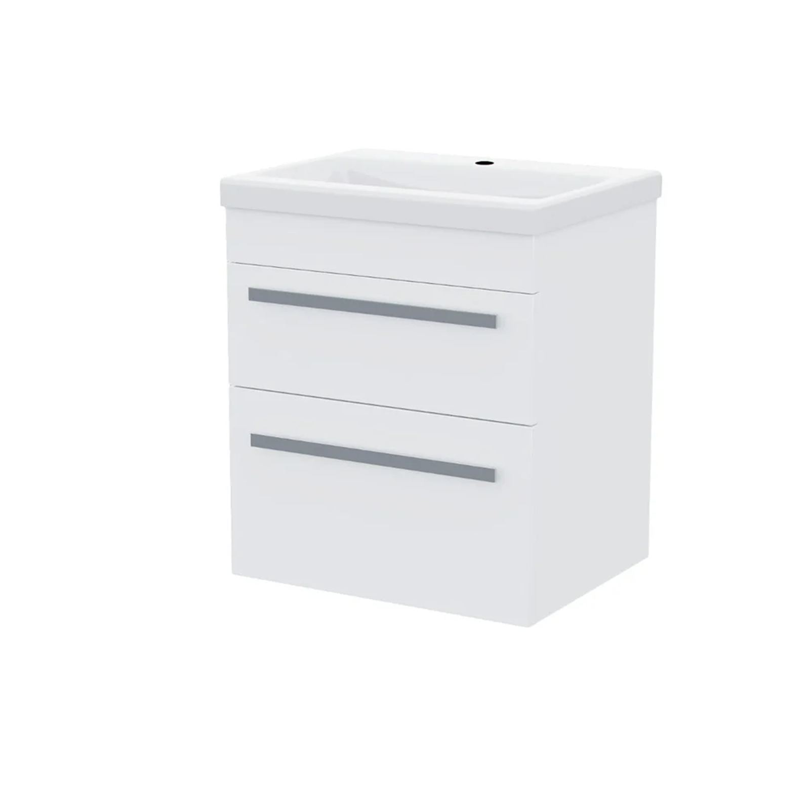 Nanuya Cloakroom 500mm White Wall Hung 2 Drawer Vanity Basin Unit & Close Coupled Toilet with Soft Close Seat