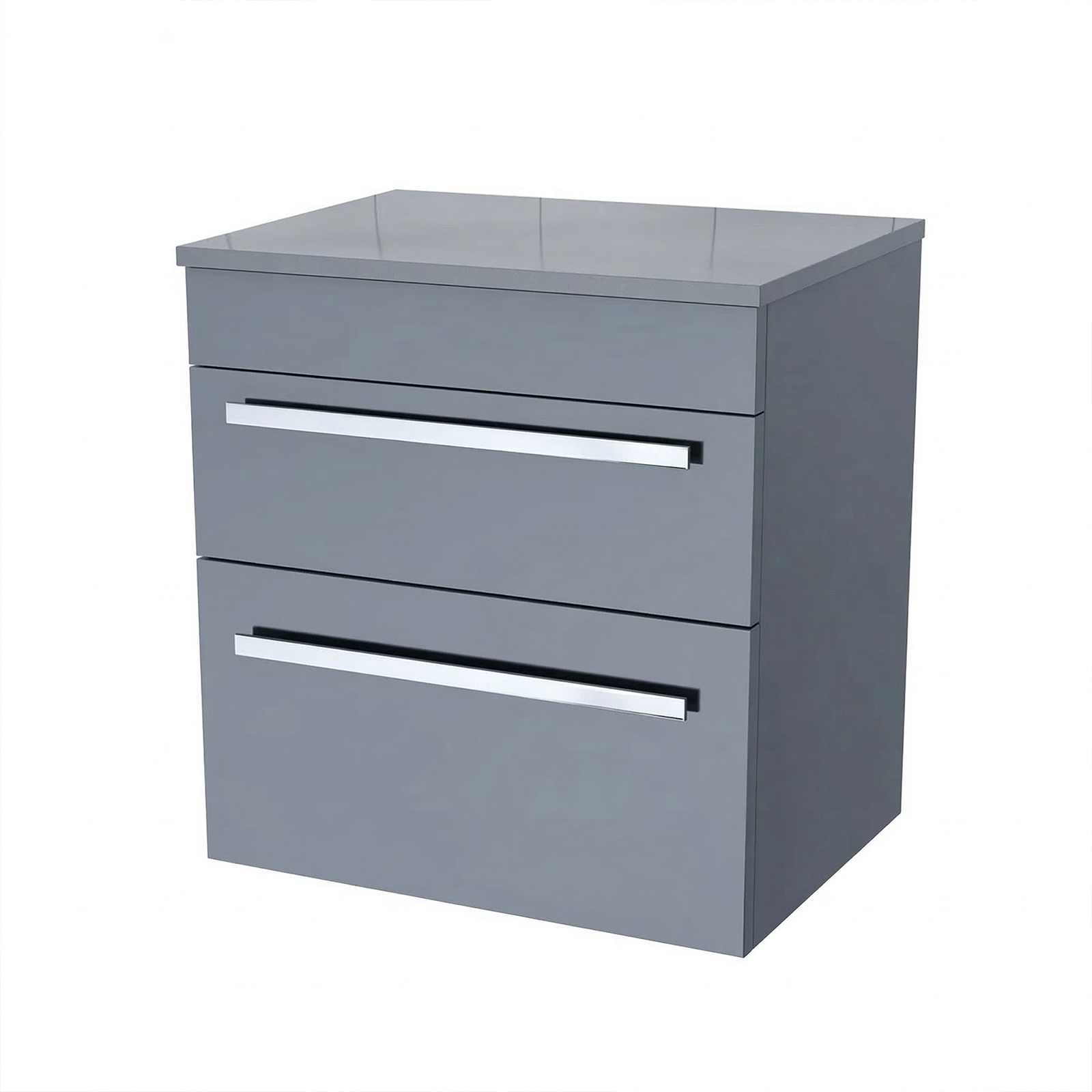 Nanuya 500mm Steel Grey 2 Drawer Wall Hung Worktop Vanity Unit