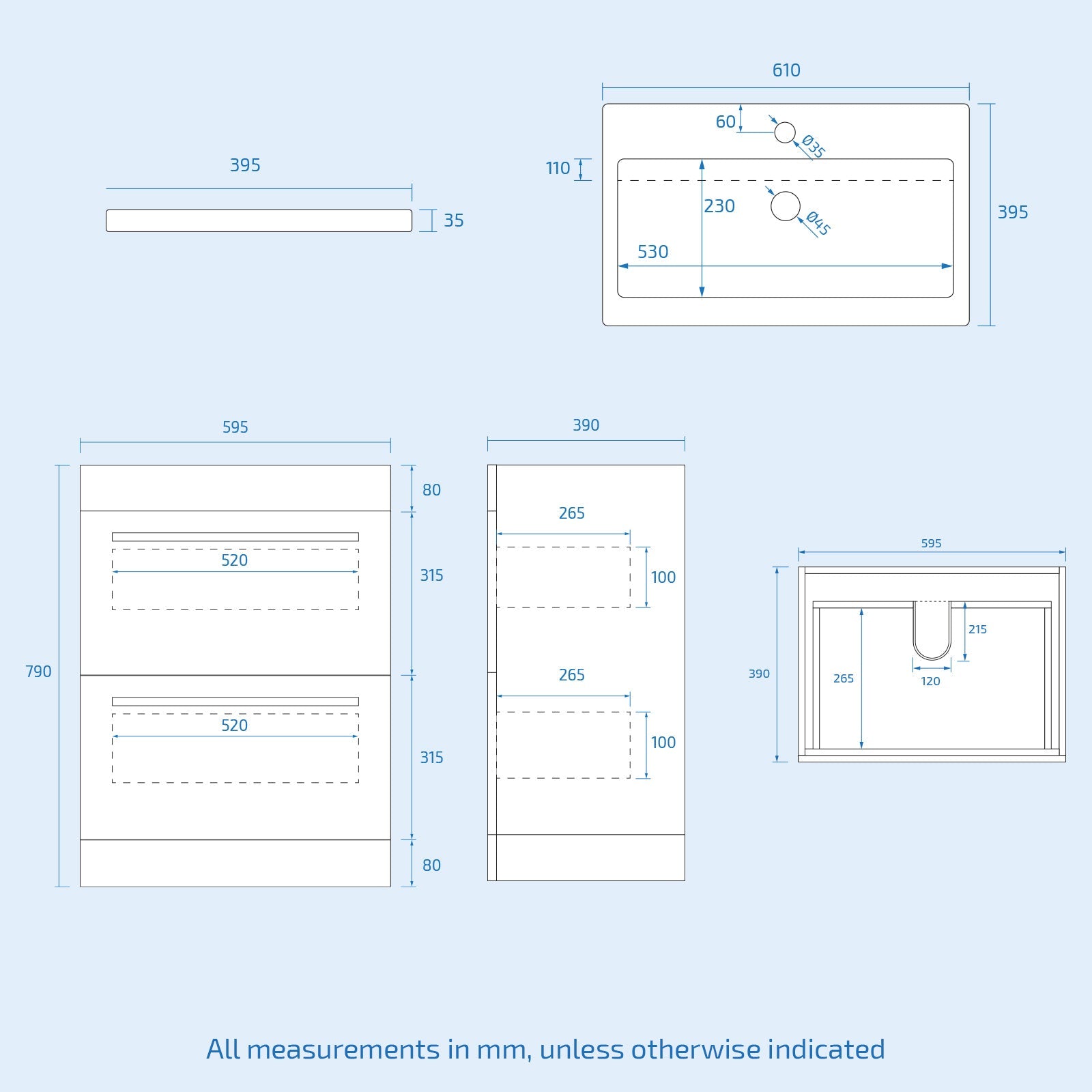 Nanuya 600mm Matte Grey 2 Drawers Vanity With Basin & Toilet Pan