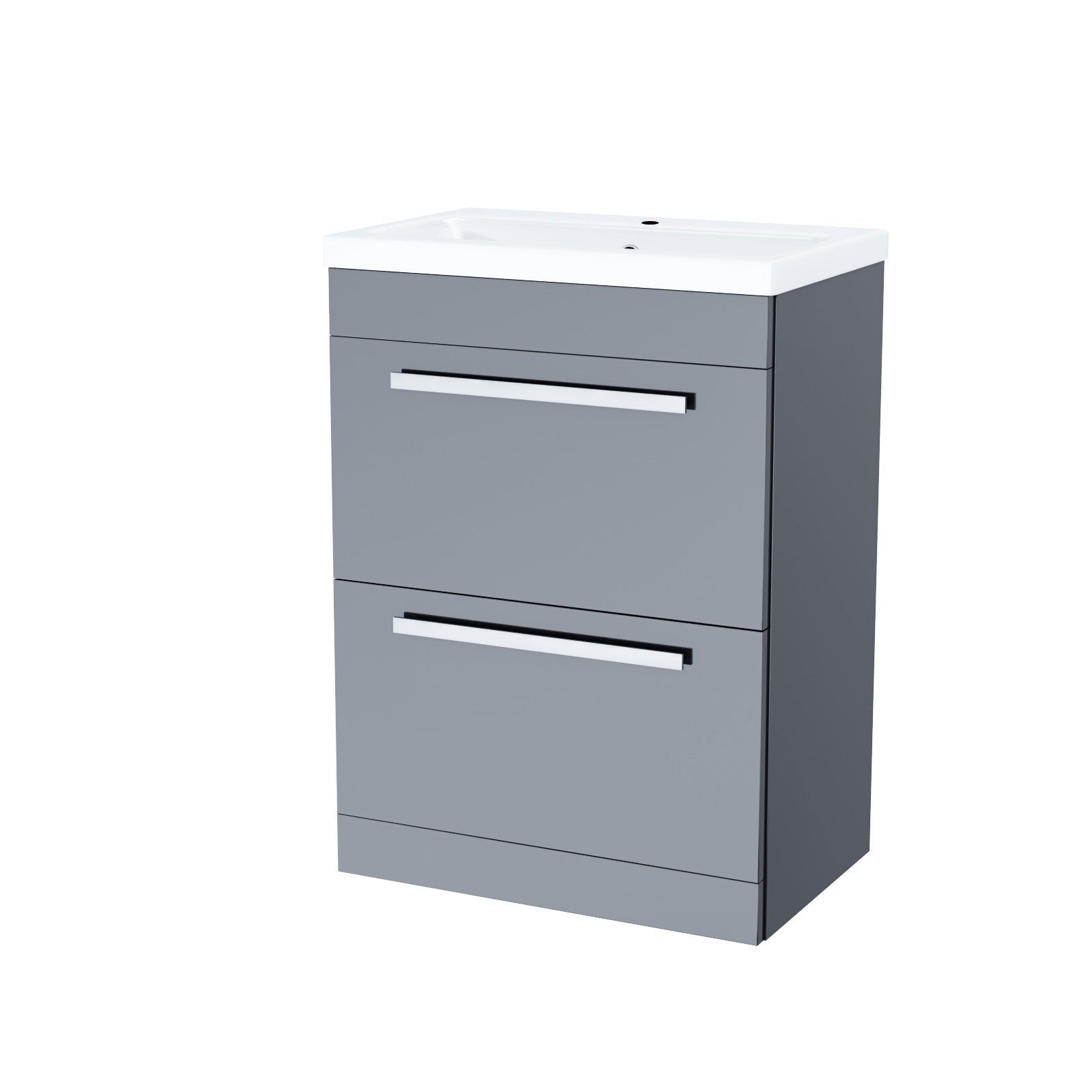 Nanuya 600mm Floorstanding 2 Drawer Vanity Basin Unit Steel Grey