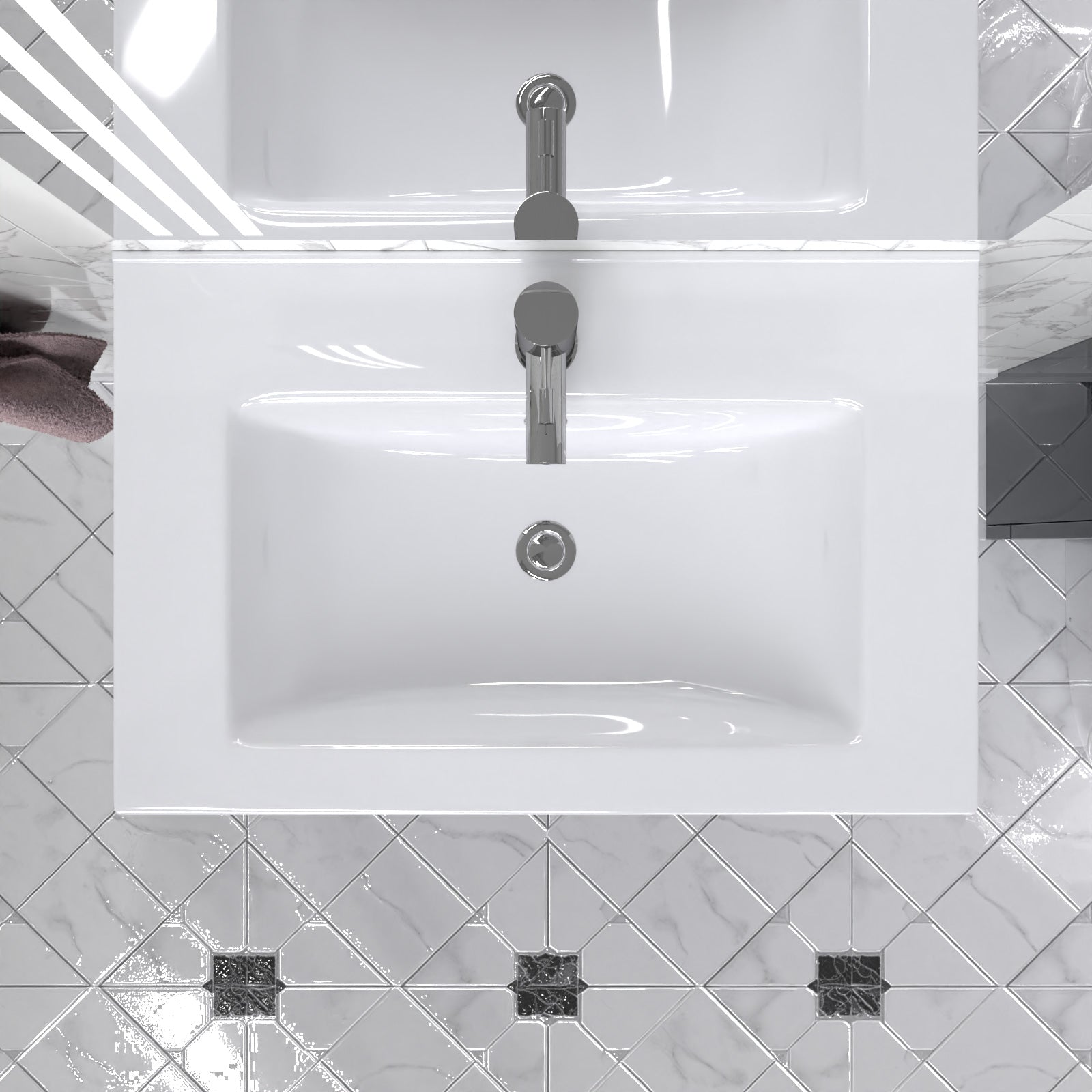 Nanuya 600mm Freestanding White Ceramic Basin Sink Vanity MDF Unit