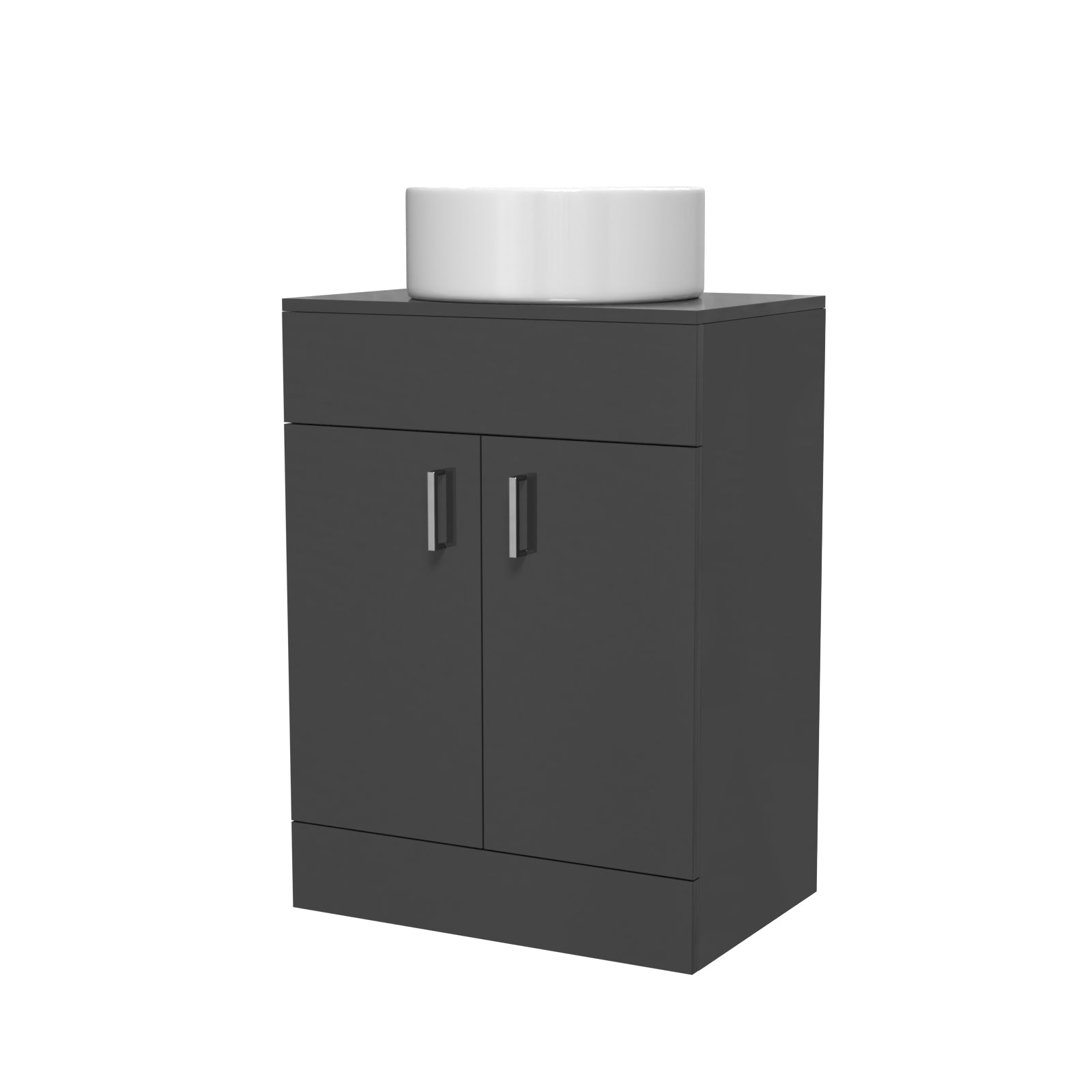 Nanuya 600mm Dark Grey Freestanding Drawers Vanity & Worktop With Round Basin
