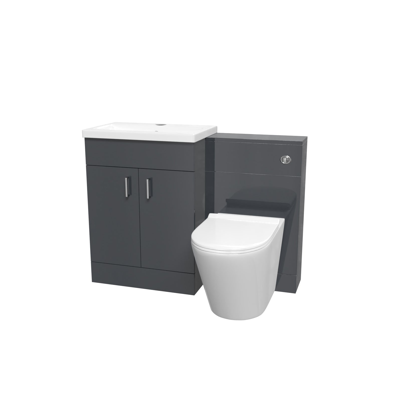 Nanuya 1100mm Dark Grey Vanity Basin Cabinet, WC Unit & Rimless Toilet