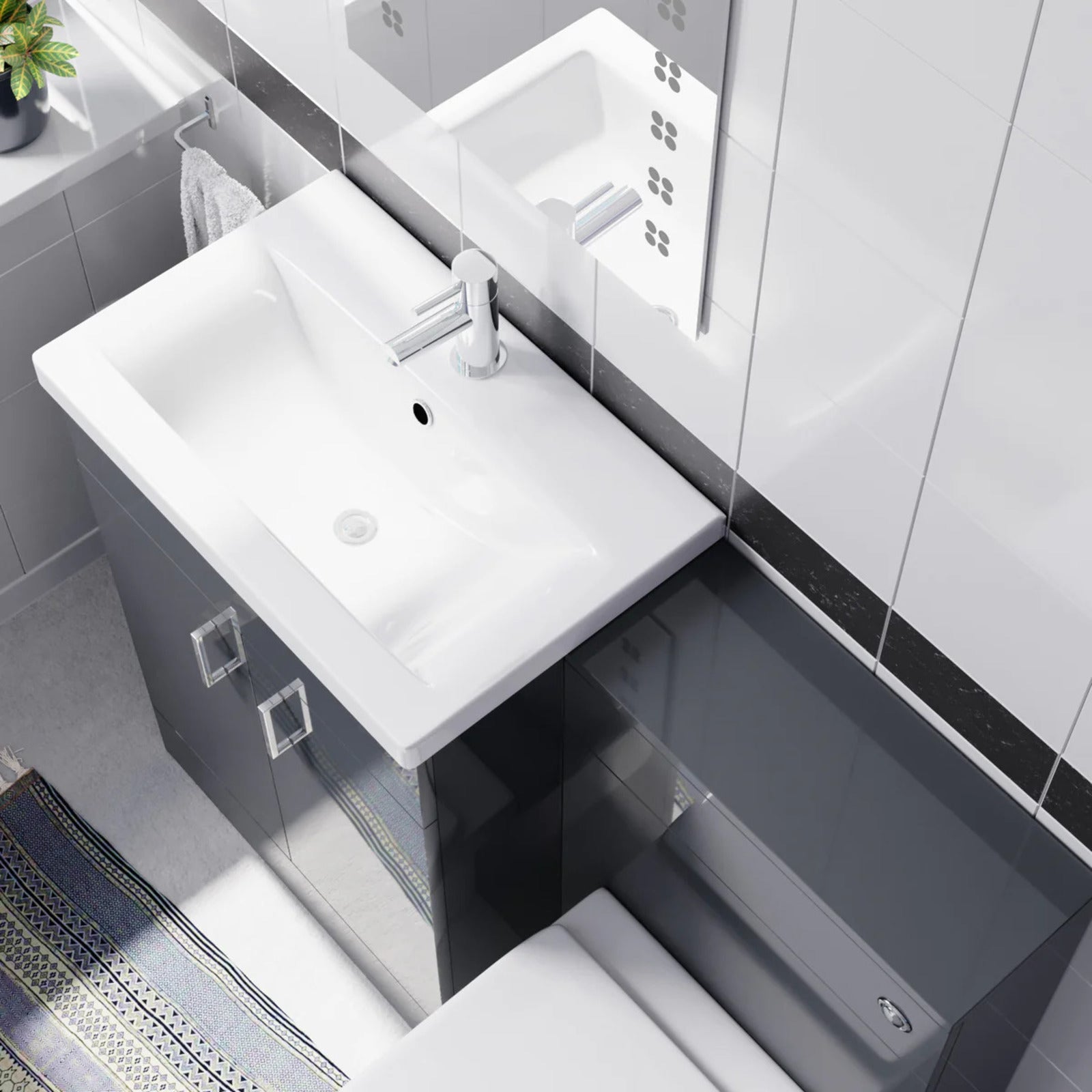 Nanuya 1100mm Dark Grey Freestanding Vanity, WC Unit & Rimless BTW Toilet