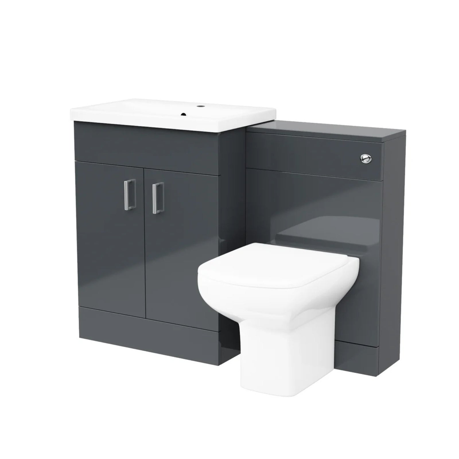 Nanuya 1100mm Dark Grey Freestanding Vanity, WC Unit & Rimless BTW Toilet