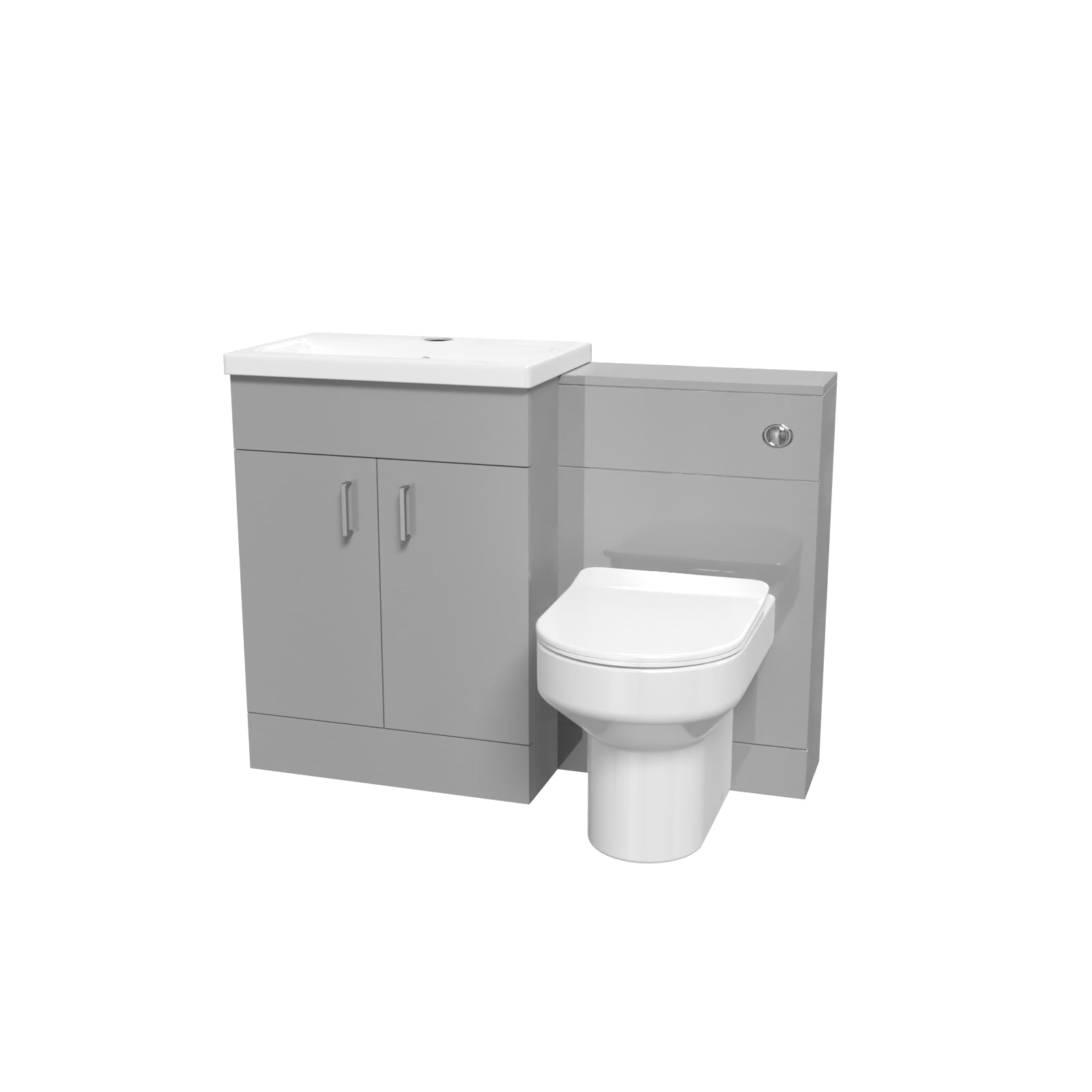 Nanuya 1100mm Light Grey Vanity Basin Cabinet, WC Unit & Back To Wall Toilet