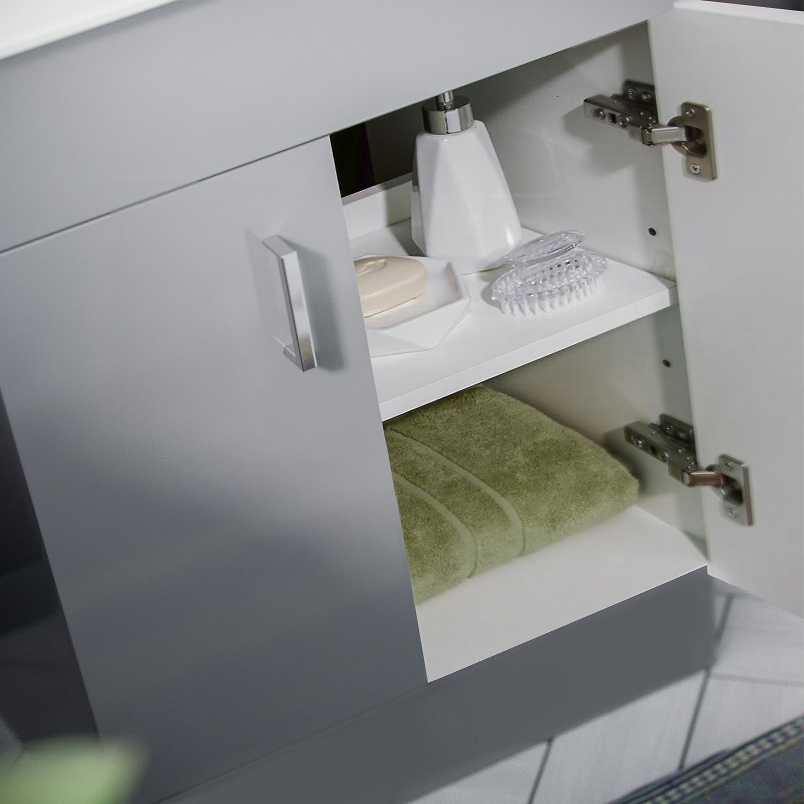 Nanuya Matte Grey 1100mm Basin Doors Vanity, WC Unit & Rimless BTW Toilet