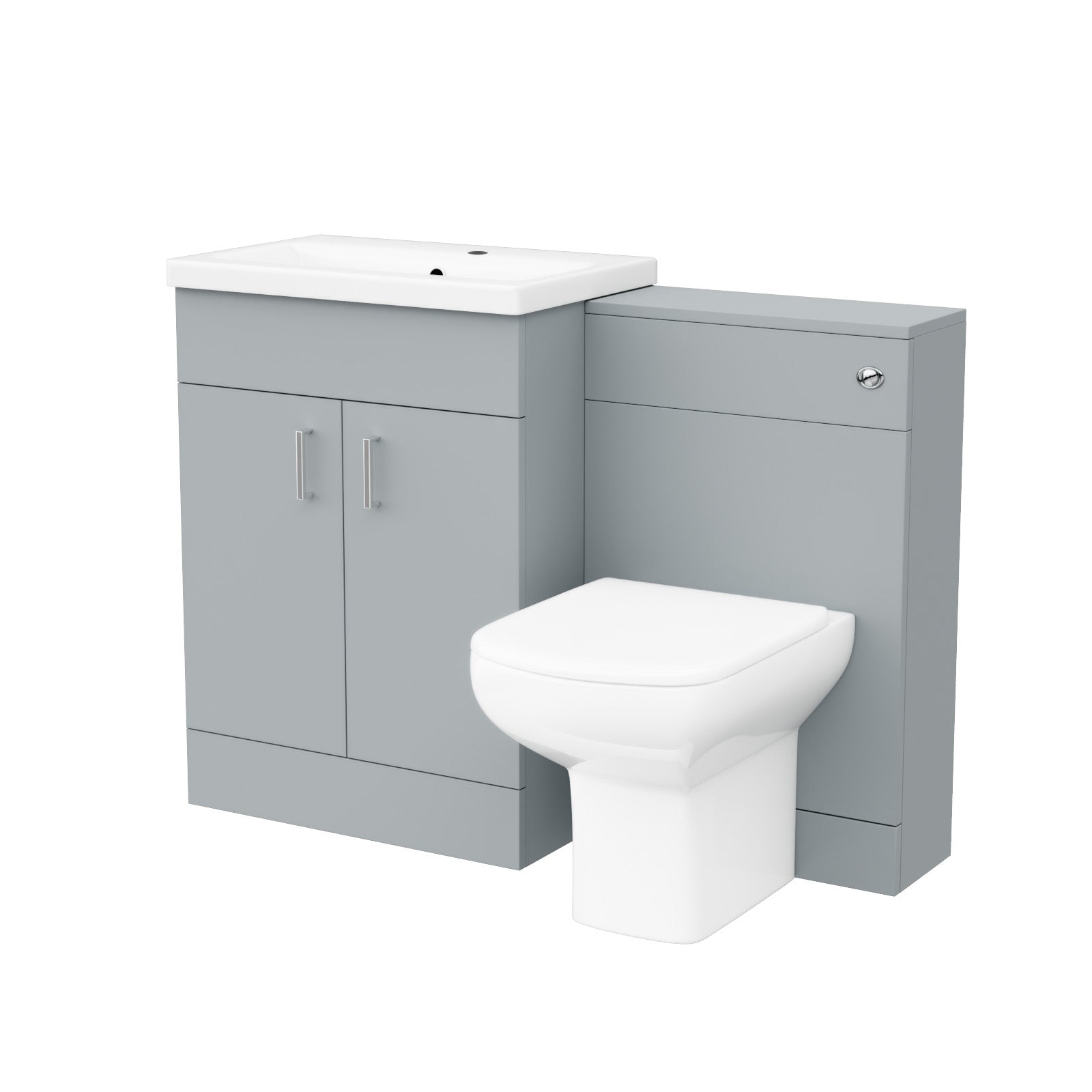 Nanuya Matte Grey 1100mm Basin Doors Vanity, WC Unit & Rimless BTW Toilet