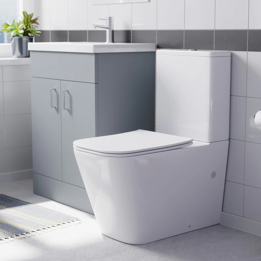 Nanuya 600mm Matte Grey Basin Vanity & Rimless Square Close Coupled Toilet