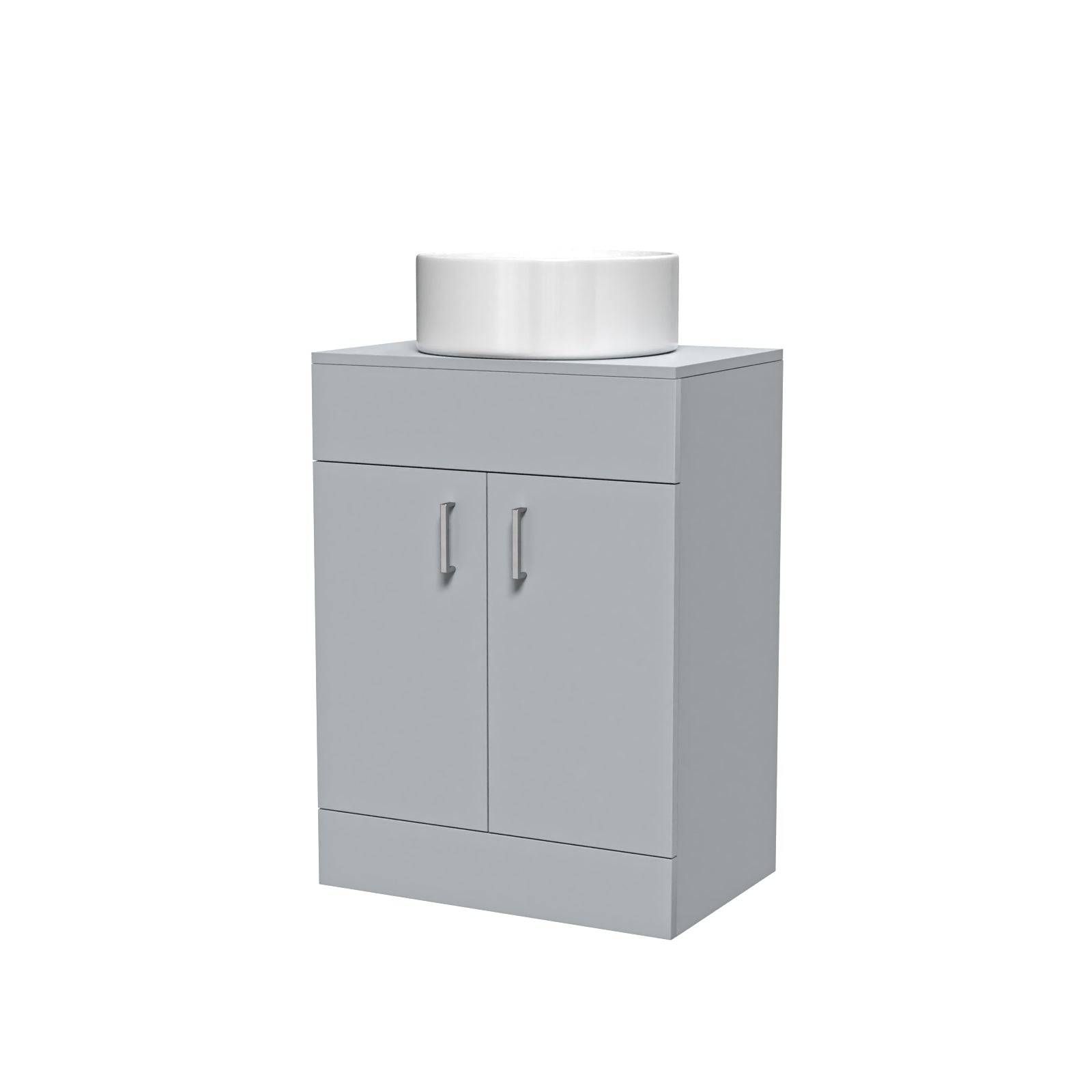 Nanuya 600mm 600mm Matte Grey Freestanding Drawers Vanity & Worktop With Round Basin
