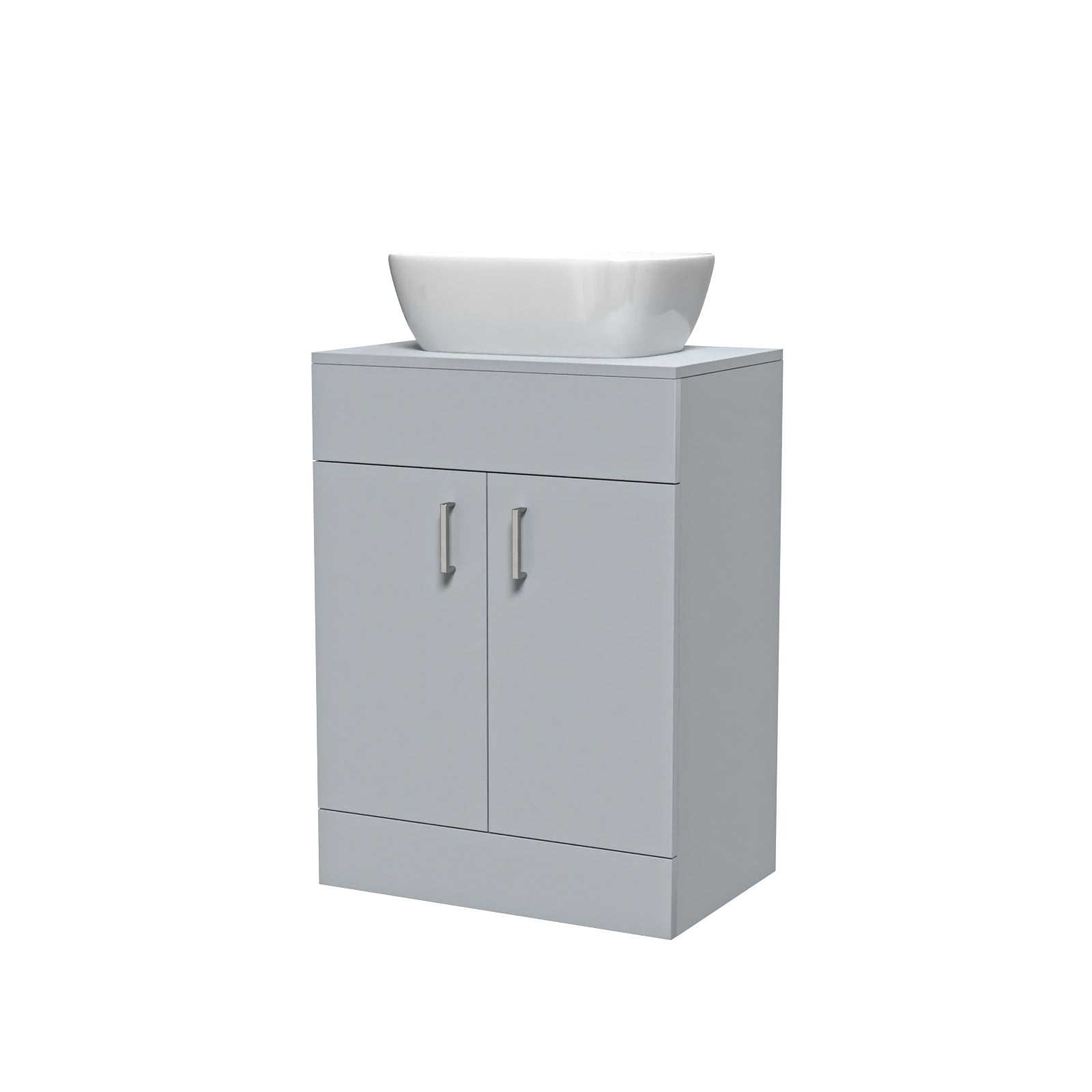 Nanuya Matte Grey 600mm Bathroom Doors Vanity Unit Rounded Rectangle Basin